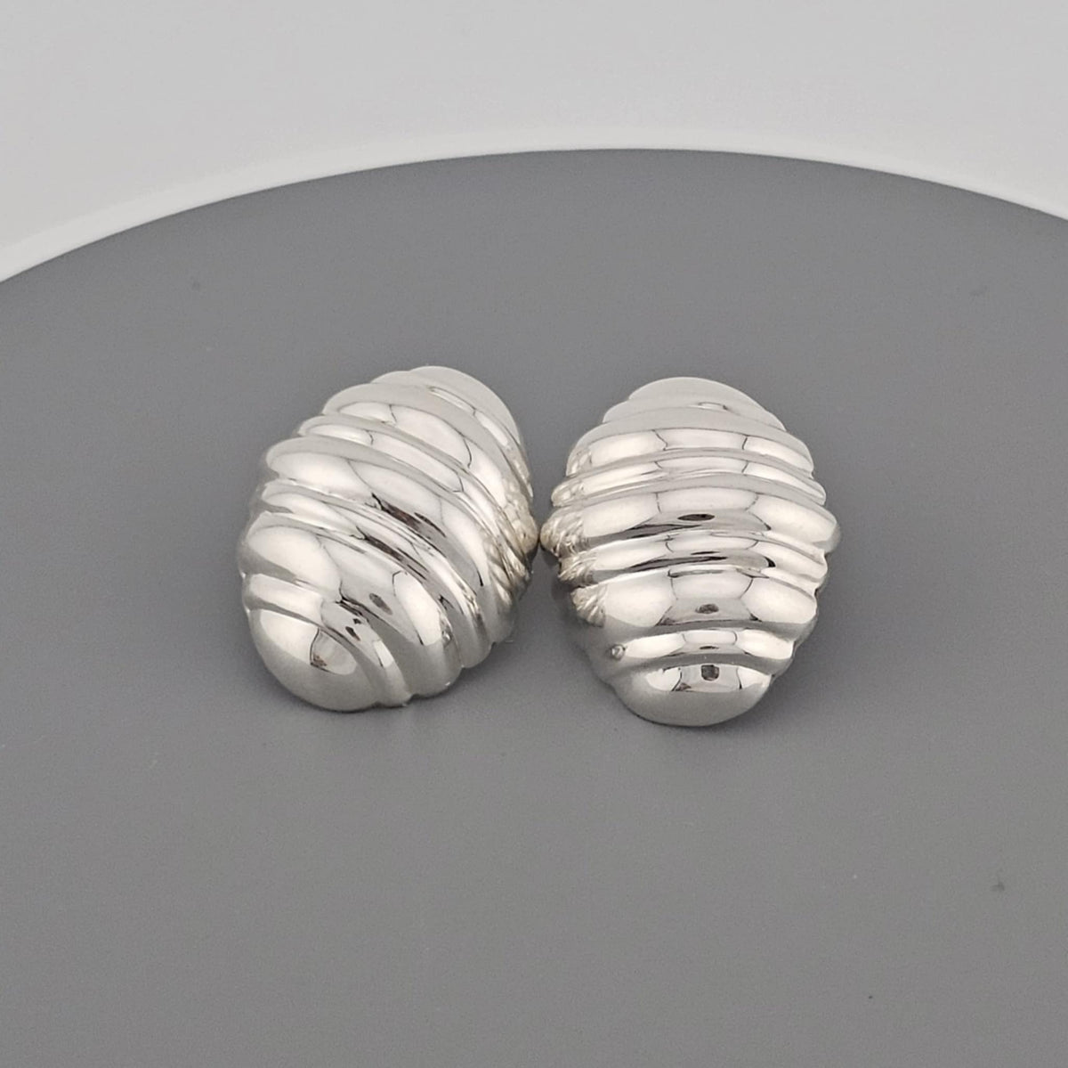 solid sterling silver 925 oval textured stud earrings