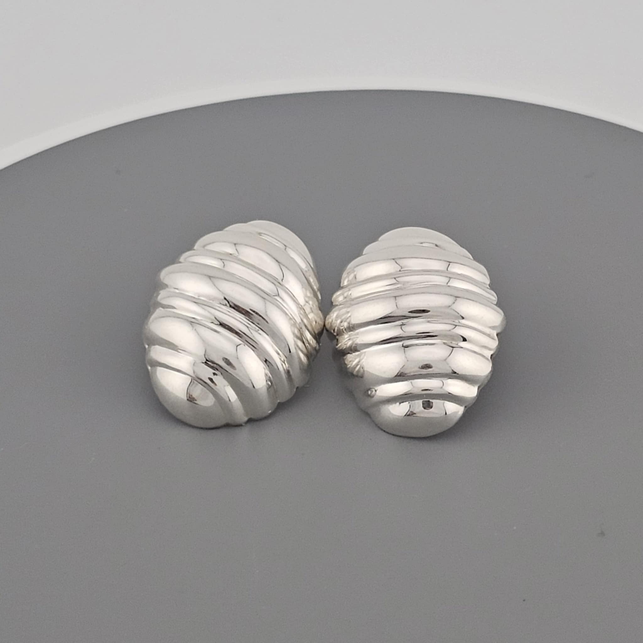 solid sterling silver 925 oval textured stud earrings