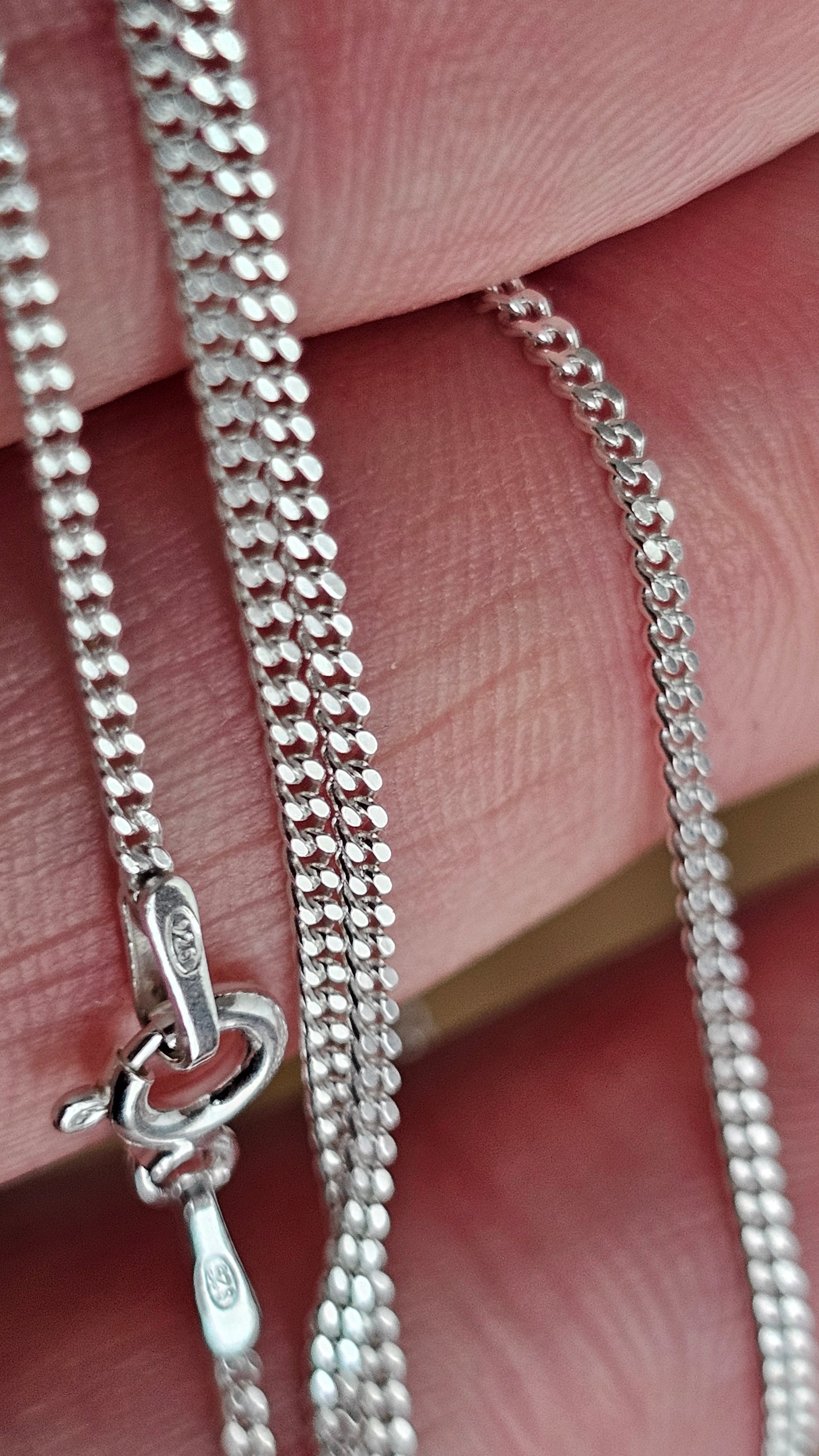 925 Sterling Silver Fine Curb Chain Necklace 22", 1.40mm Width