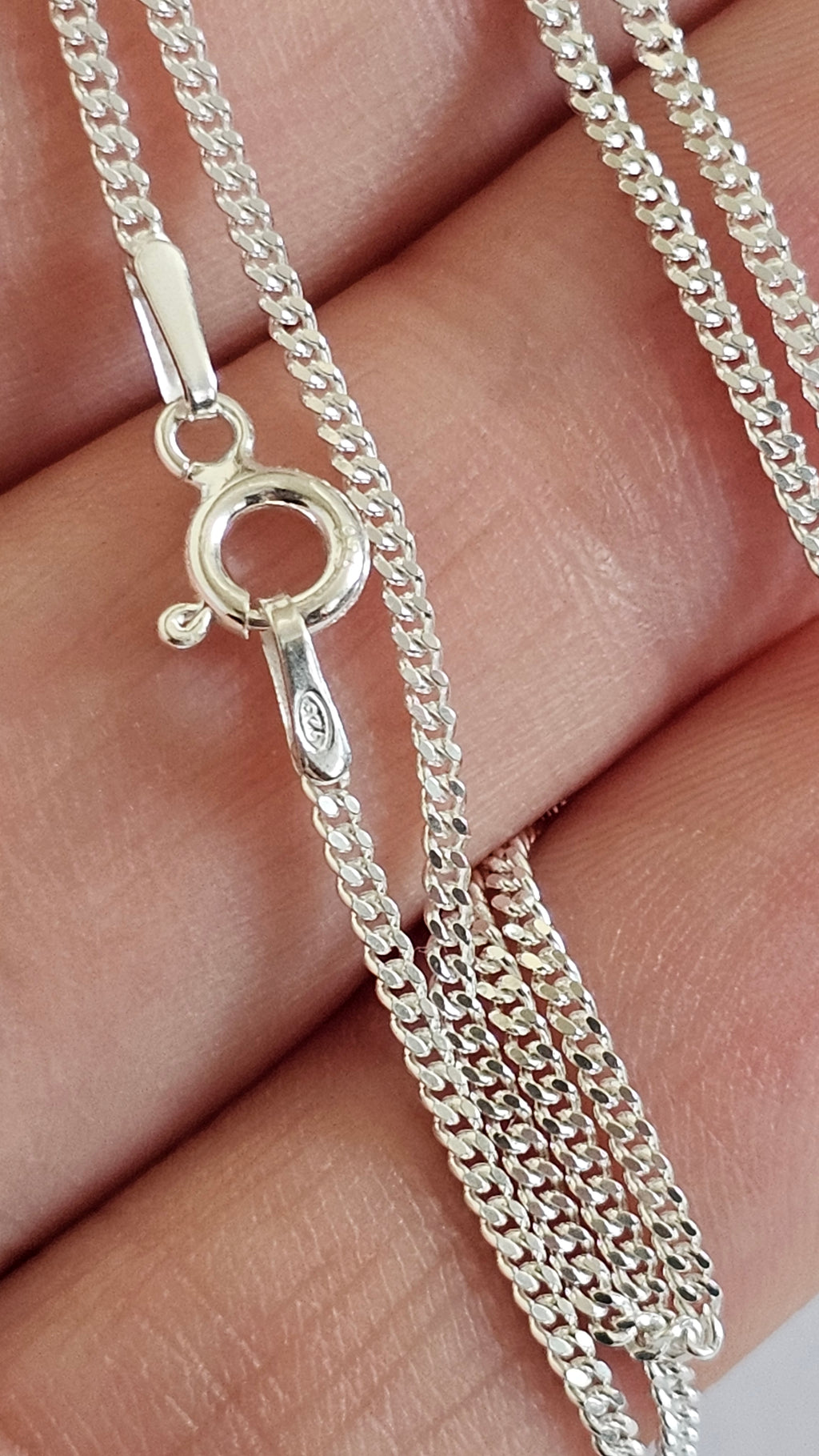 925 Sterling Silver Fine Curb Chain Necklace 18", 1.40mm Width