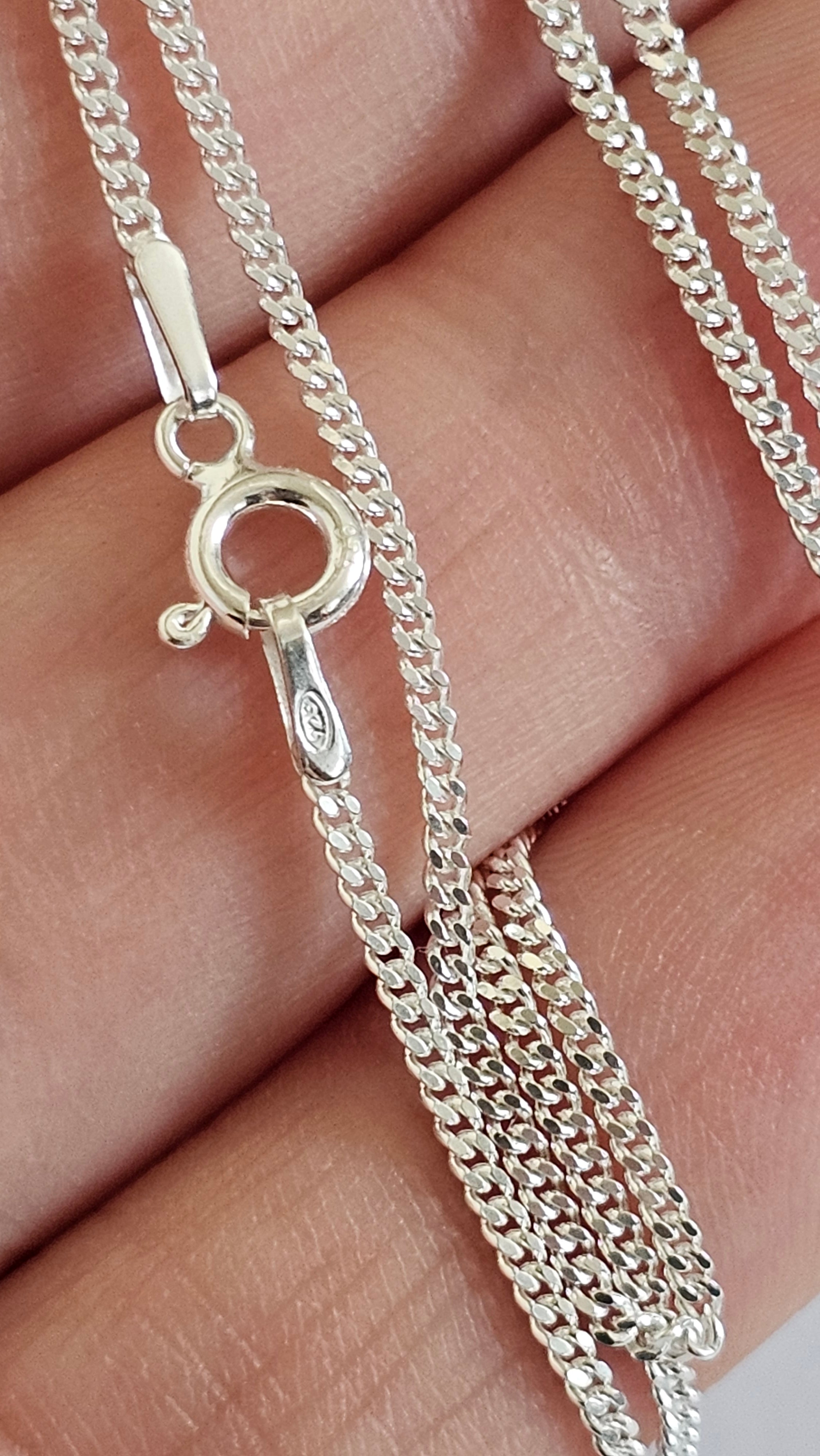 925 Sterling Silver Fine Curb Chain Necklace 18", 1.40mm Width