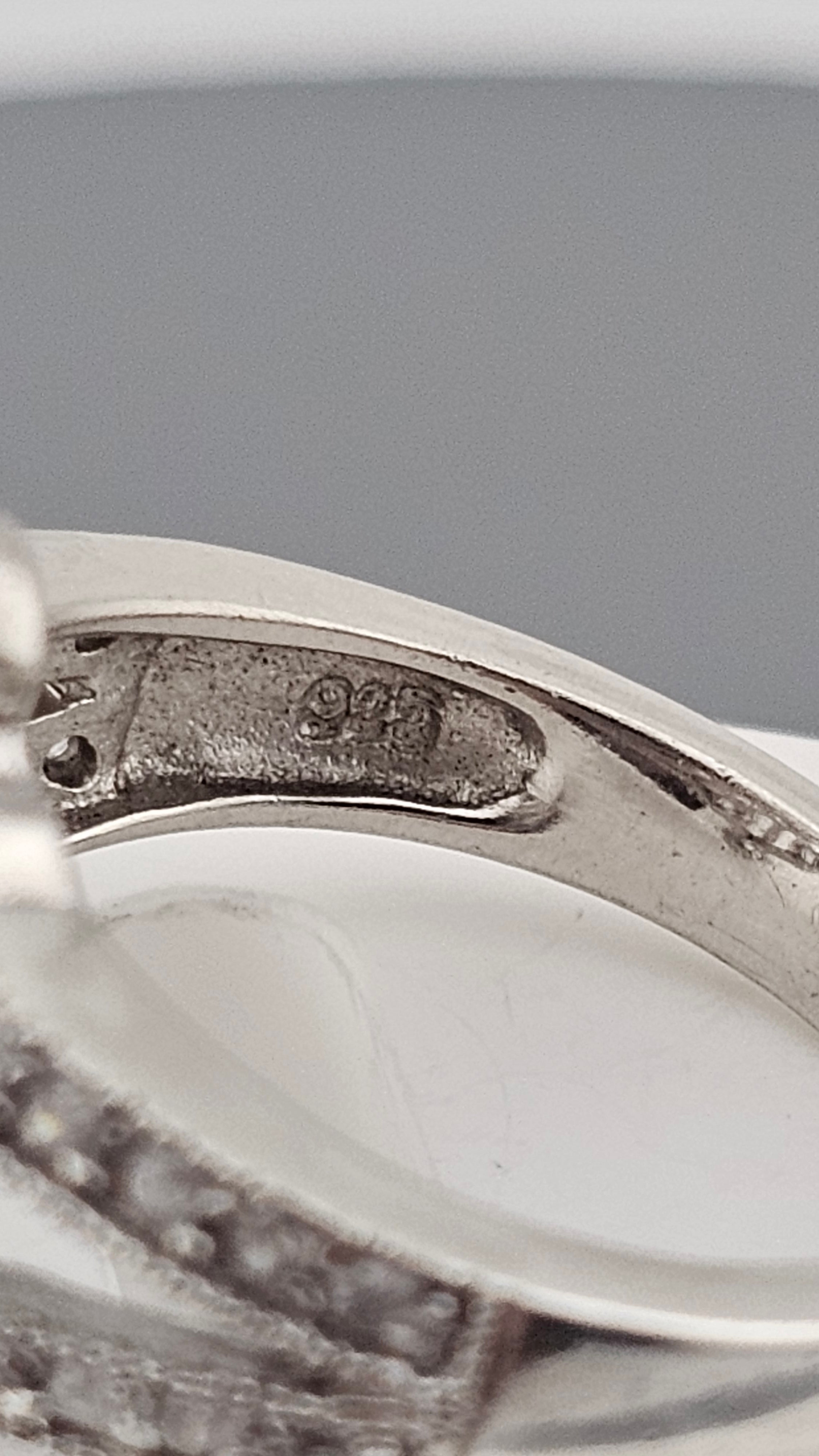 925 Sterling Silver Art Deco Style Cluster Ring , size K 1/2