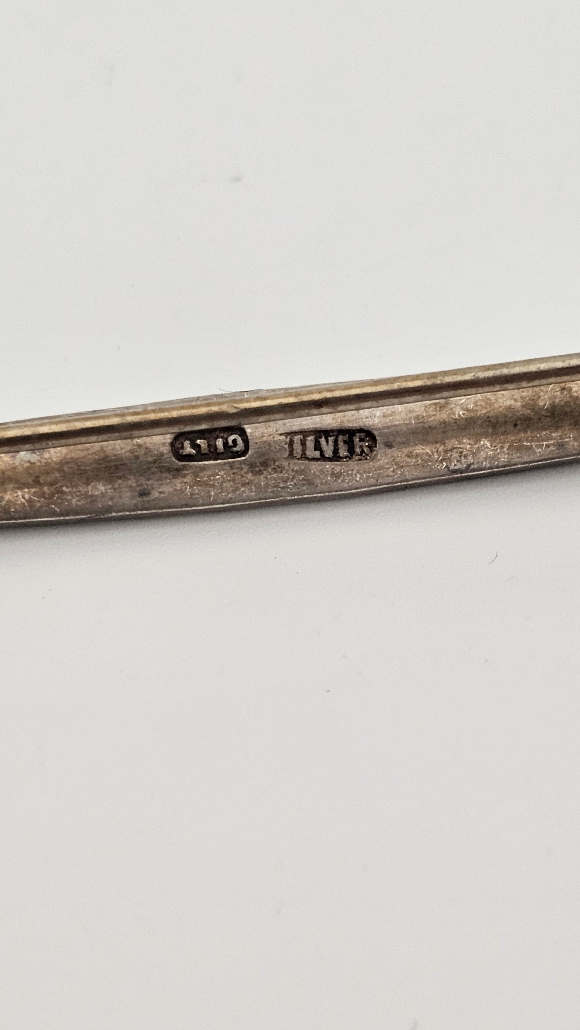 Antique Silver Gilt Bar Pin Brooch set with Turquoise Cabochon Stones