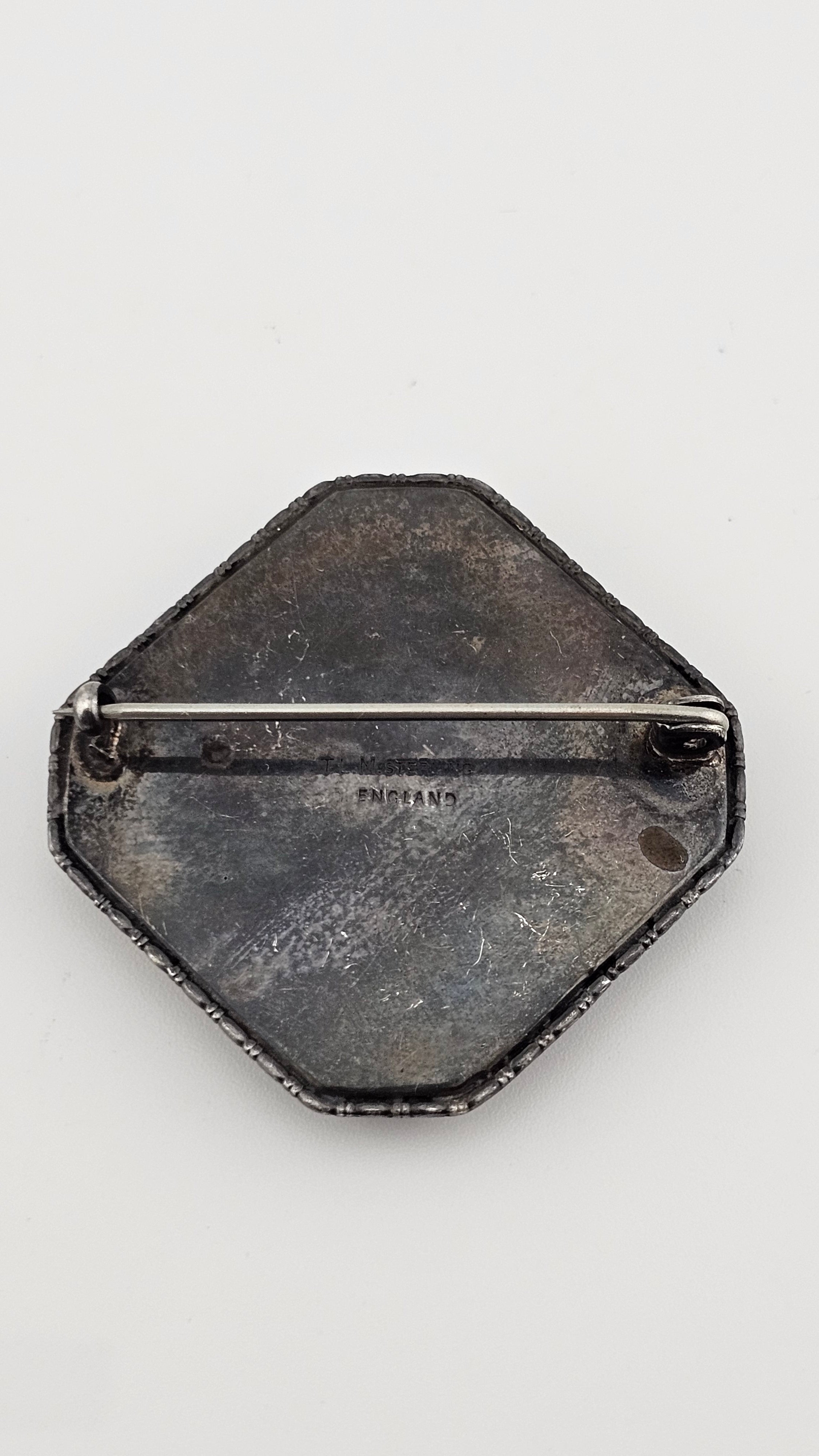 Antique 1920 Sterling Silver Blue Morpho Butterfly Wing Brooch