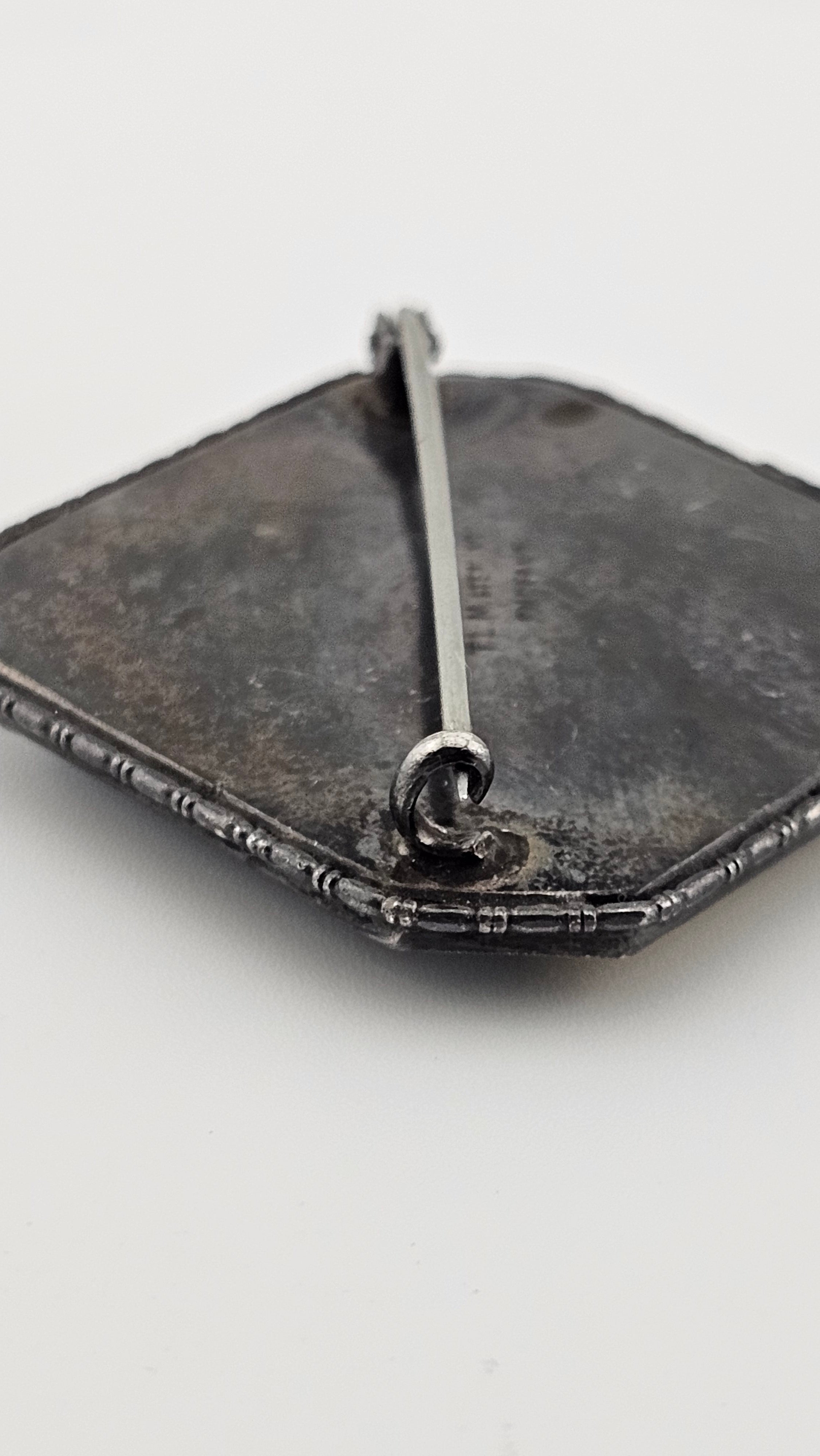 Antique 1920 Sterling Silver Blue Morpho Butterfly Wing Brooch