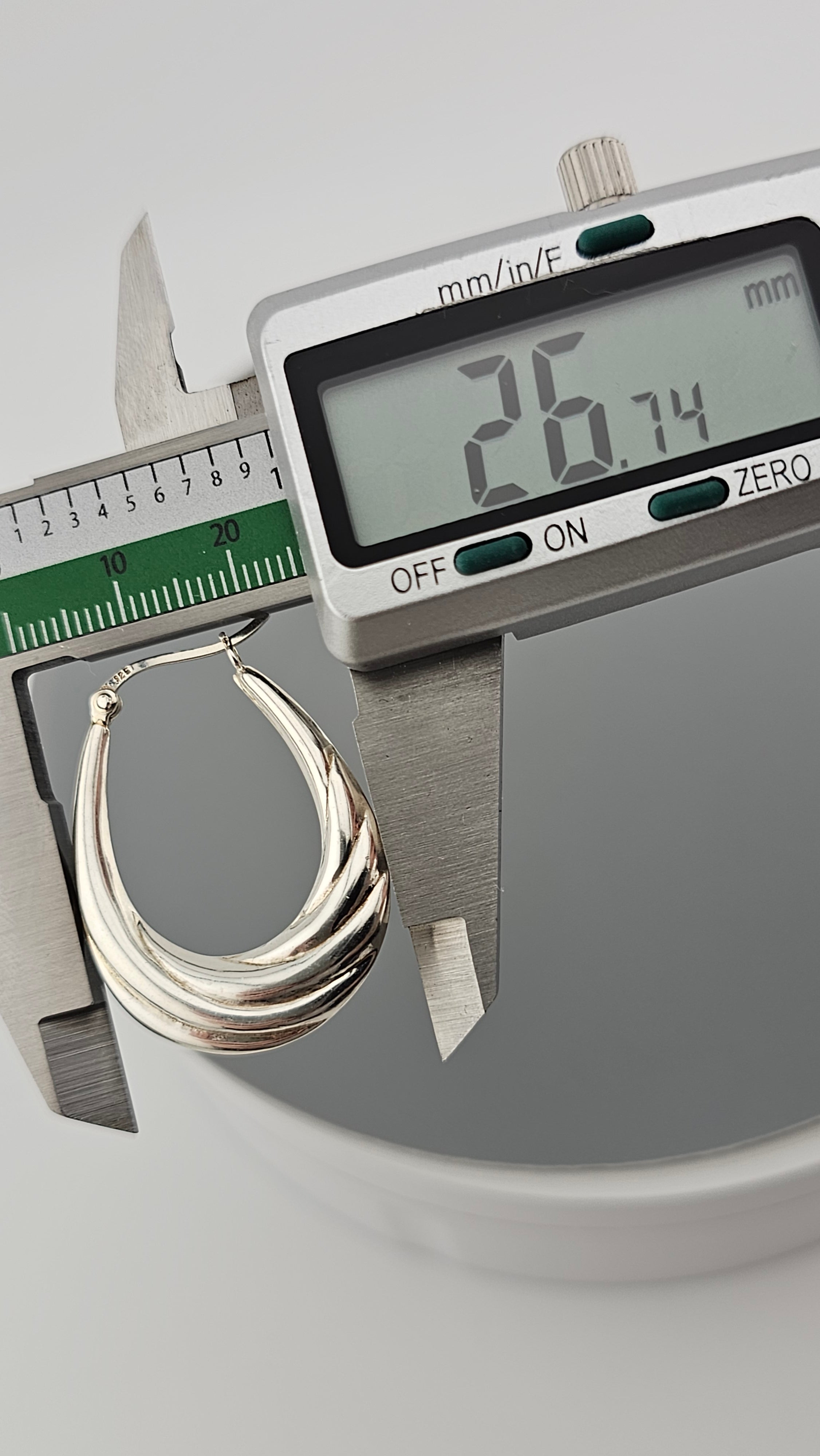 925 Sterling Silver Creole Twist Hoop Earrings Vintage