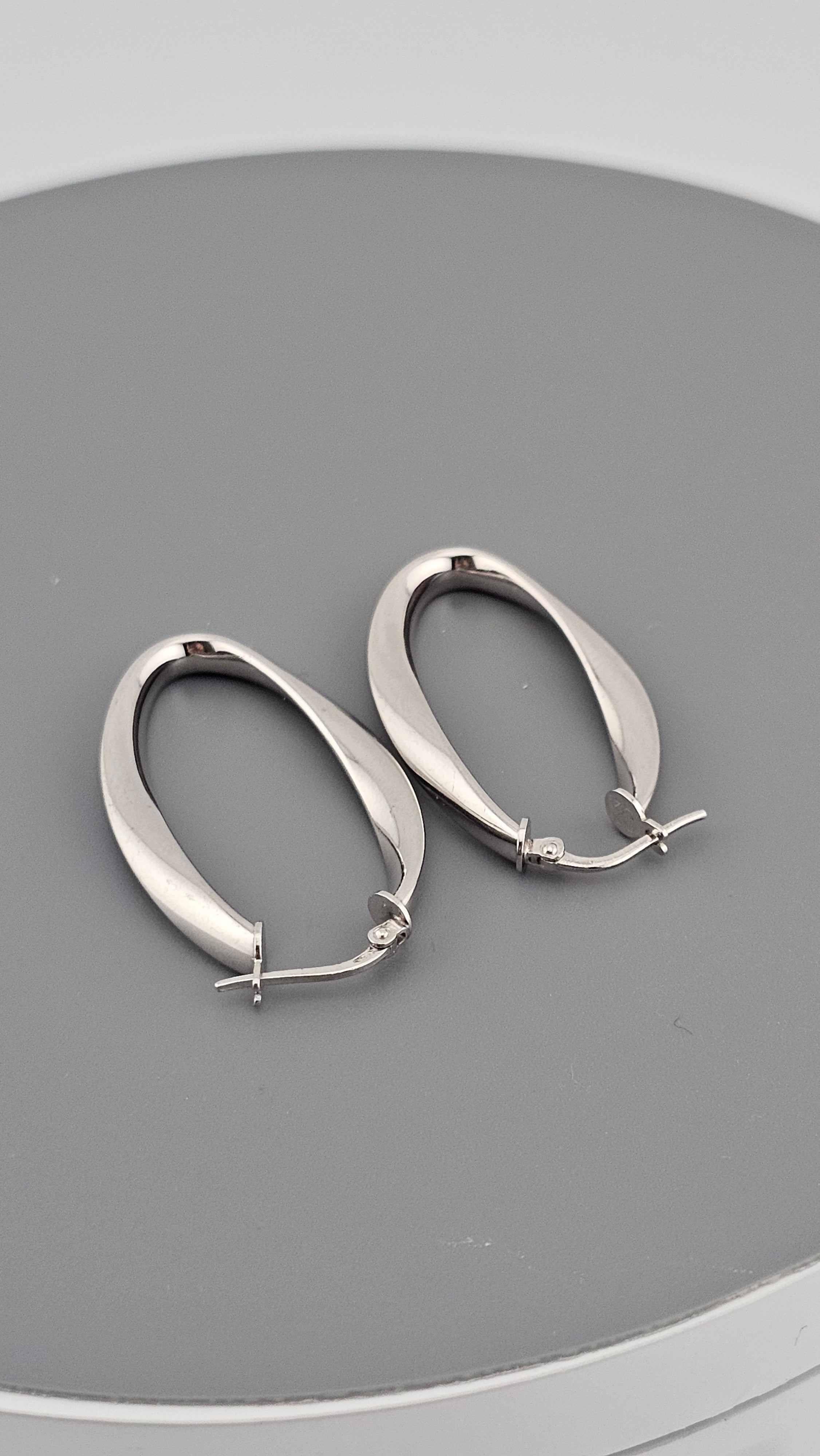 Sterling Silver Oval Twisted Hoop Earrings