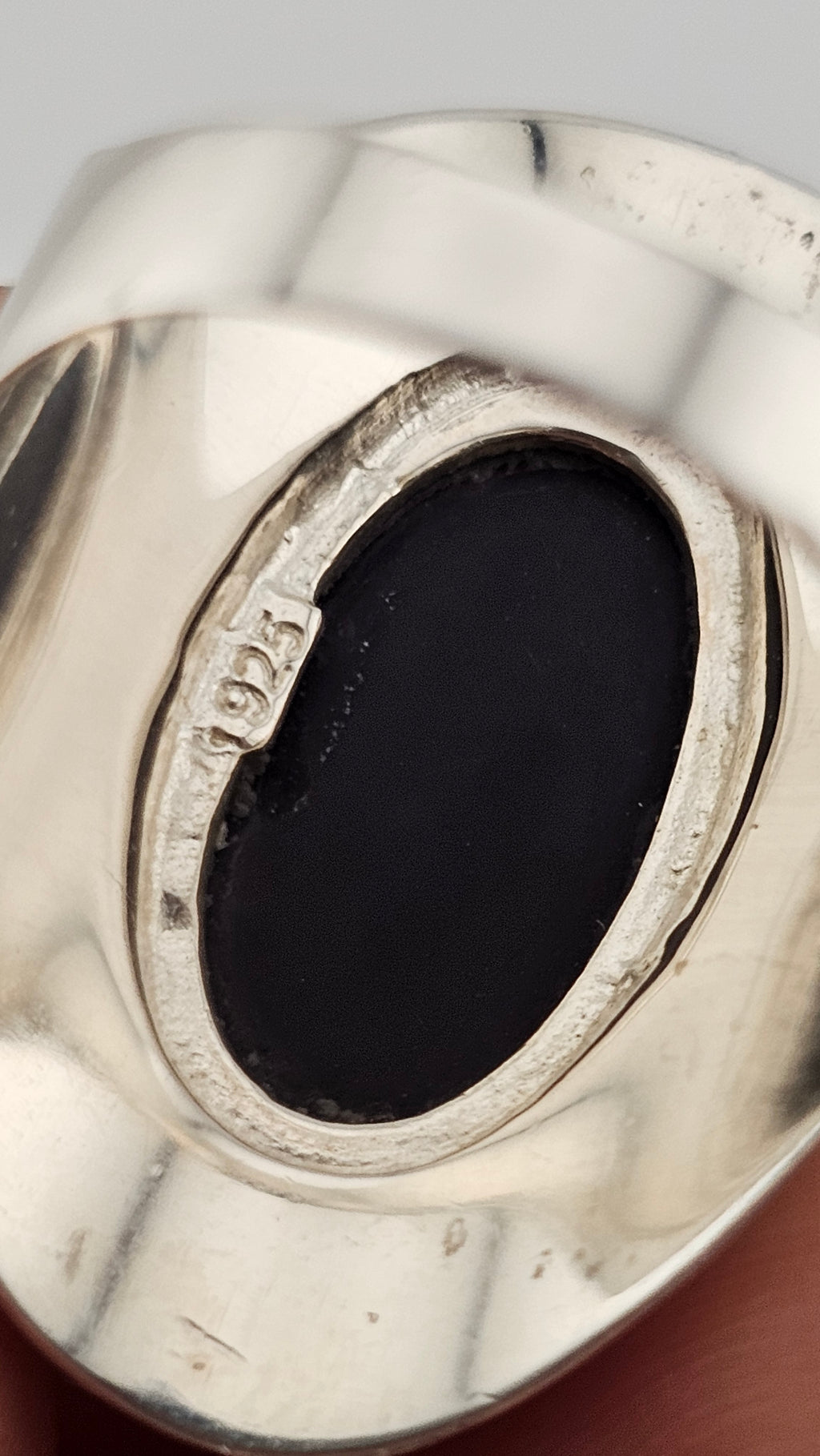 Vintage Black Onyx Sterling Silver Statement Ring, size P