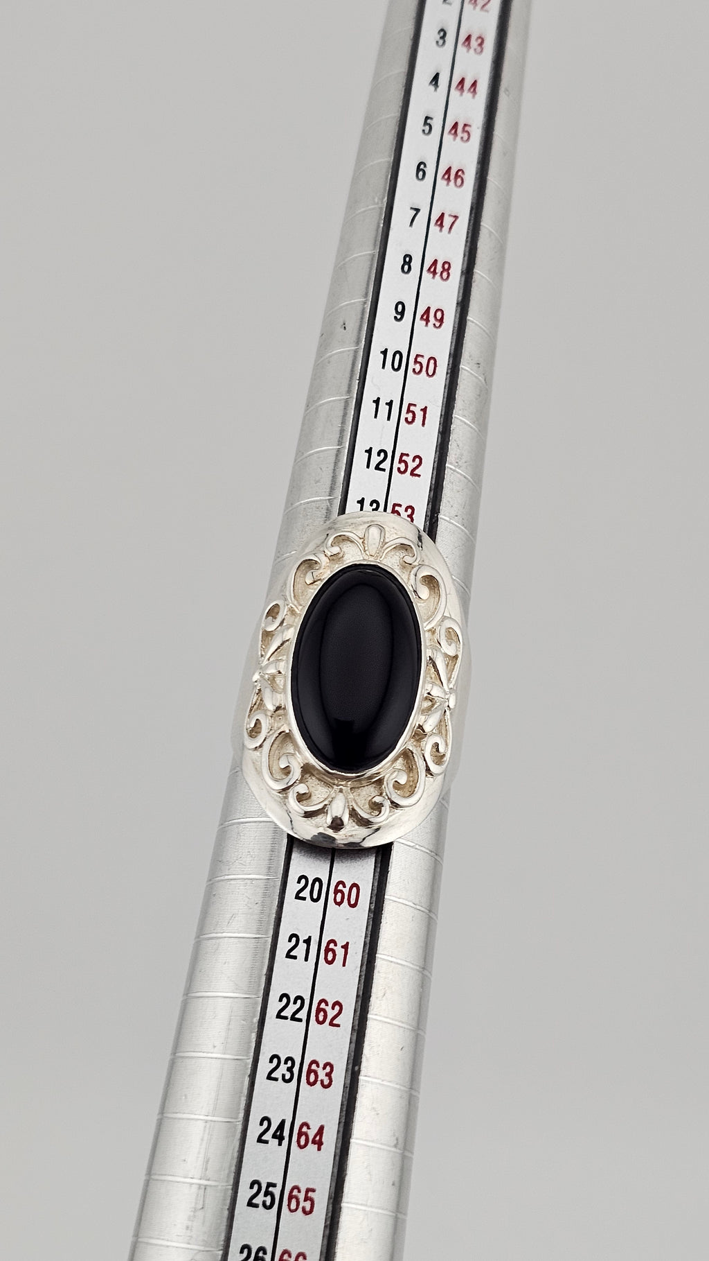 Vintage Black Onyx Sterling Silver Statement Ring, size P