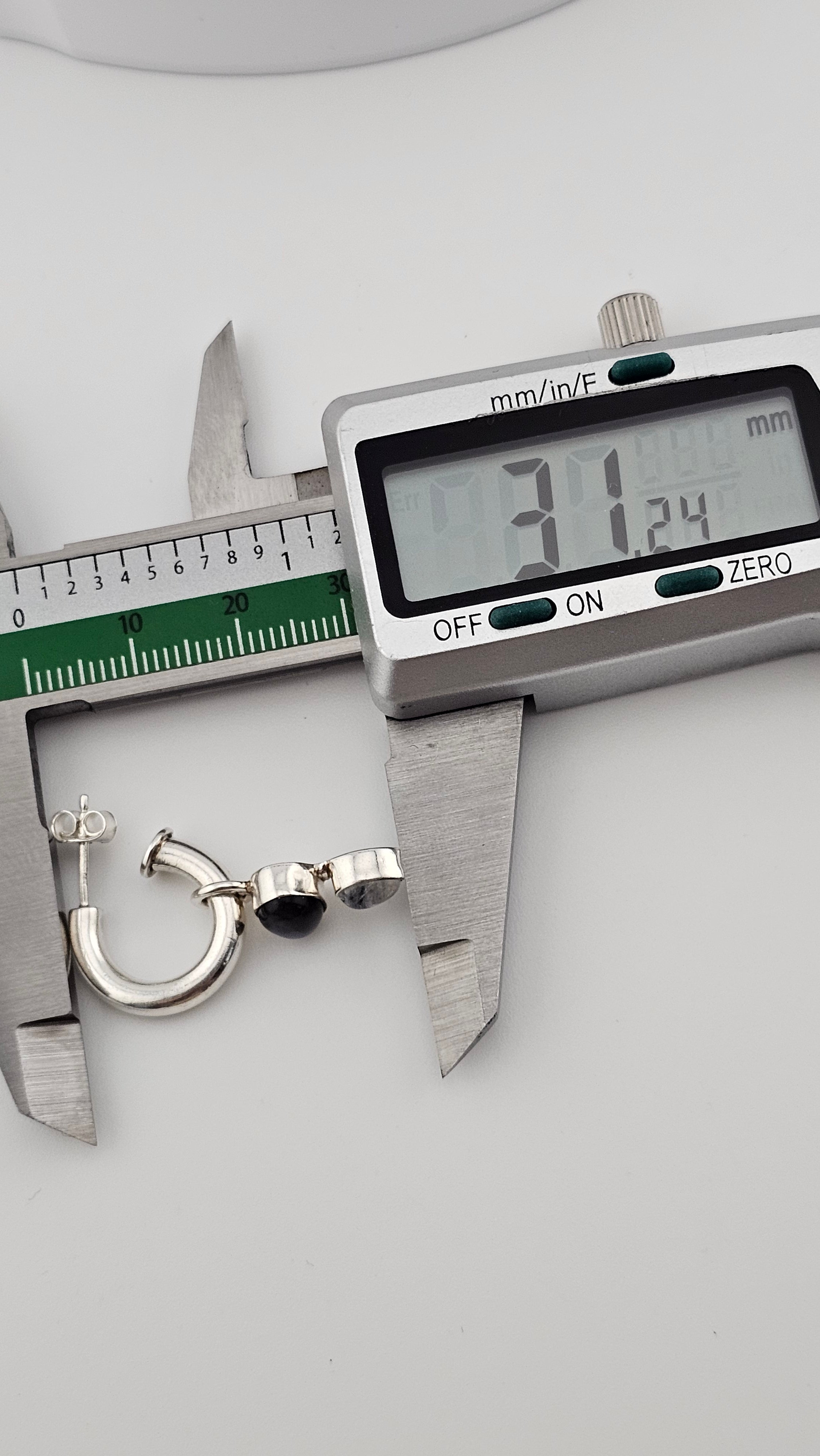 925 Sterling Silver Hoop Earrings Featuring Moonstone and Labradorite Charm