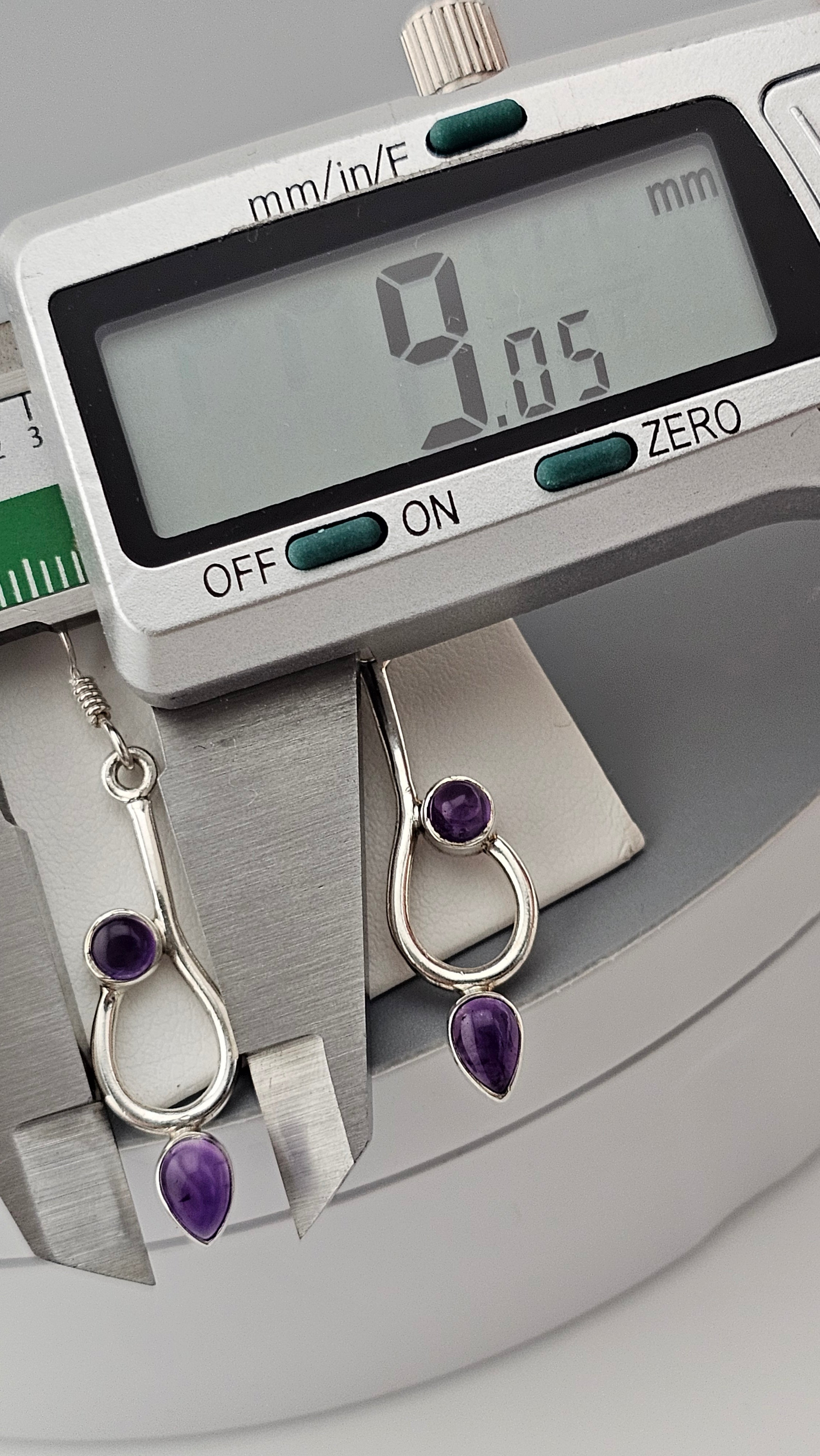 925 Sterling Silver Long , Dainty Drop Earrings set with Amethyst Gemstones