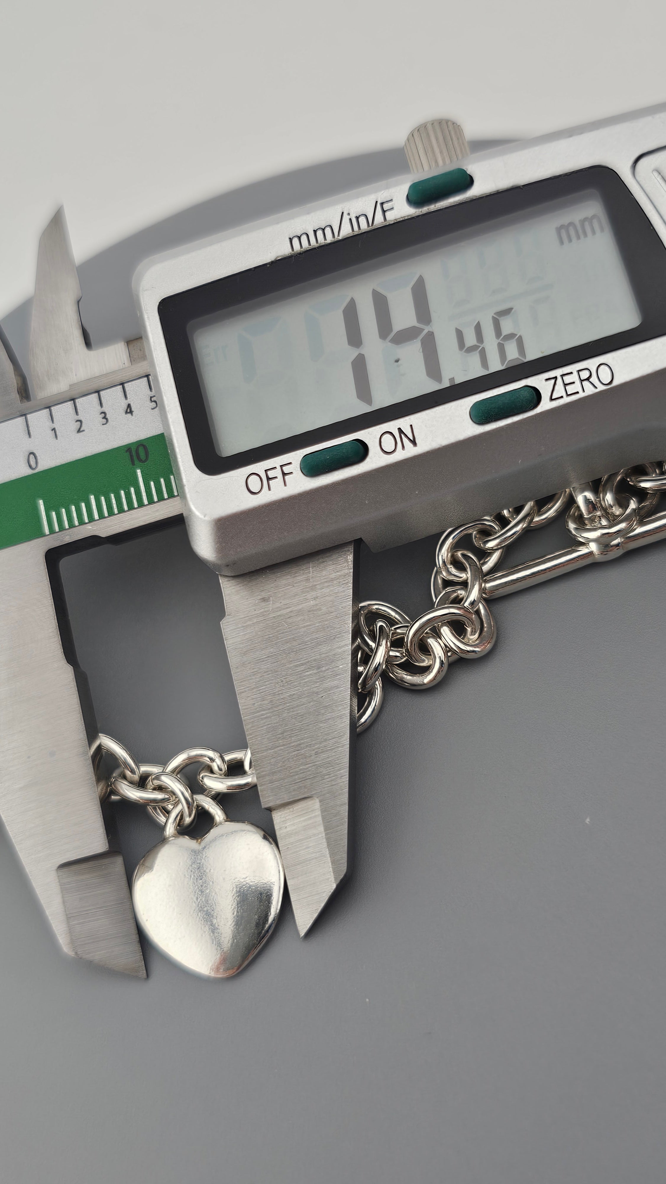 925 Sterling Silver T Bar Heart Charm Chain Bracelet