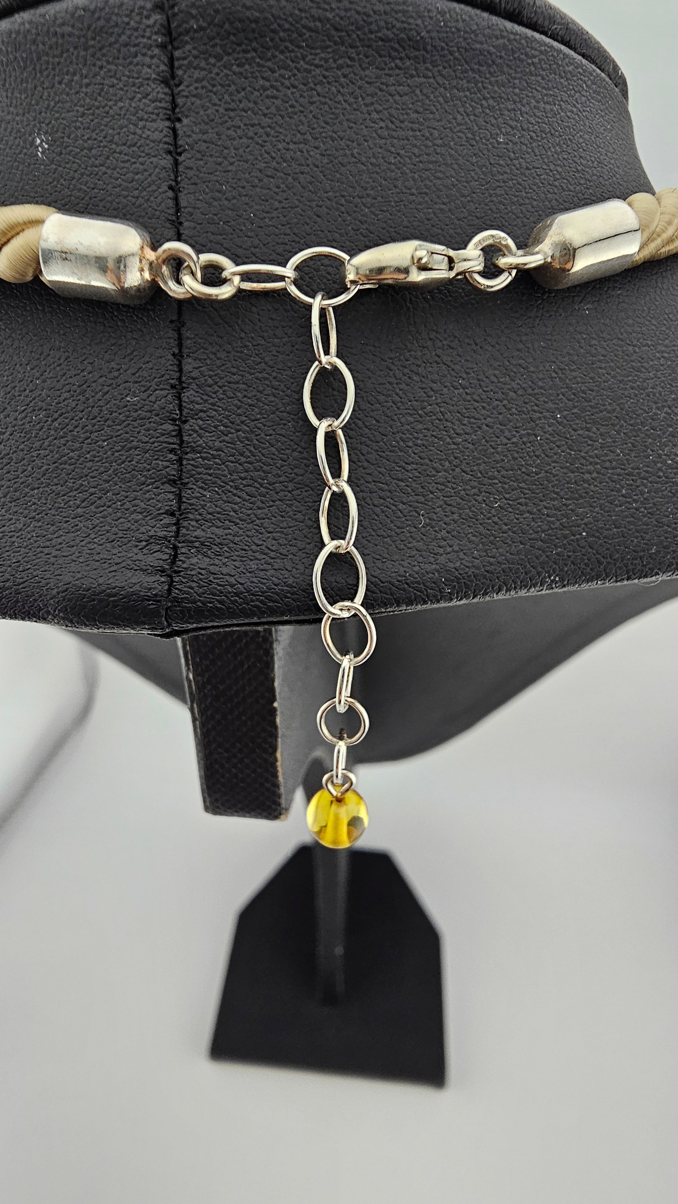 Solid Sterling Silver & Amber Teardrop Pendant Necklace | 43g Hallmarked