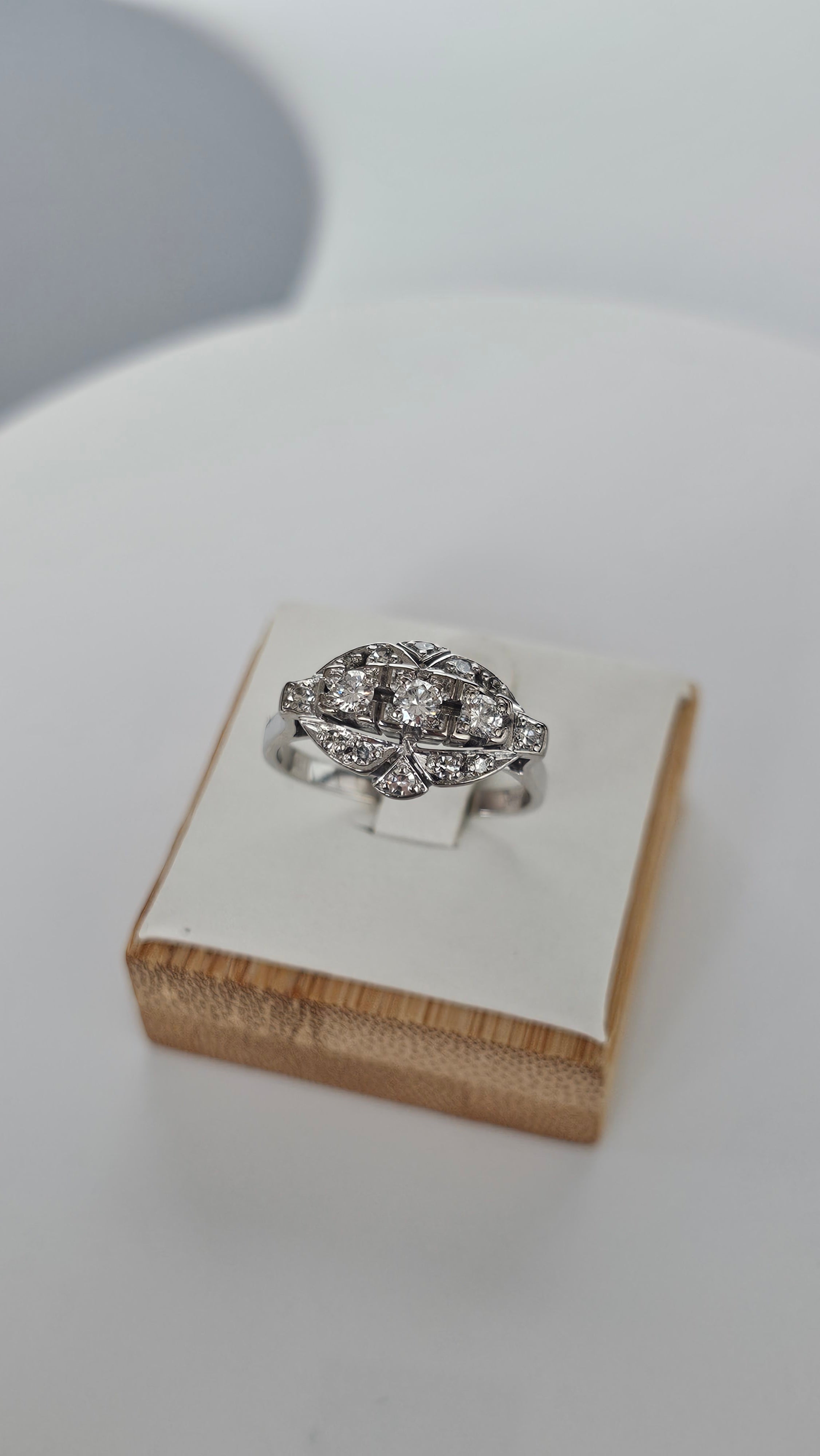 Pre-Owned Art Deco 14ct White Gold Ring Featuring 0.62ct Natural Diamonds