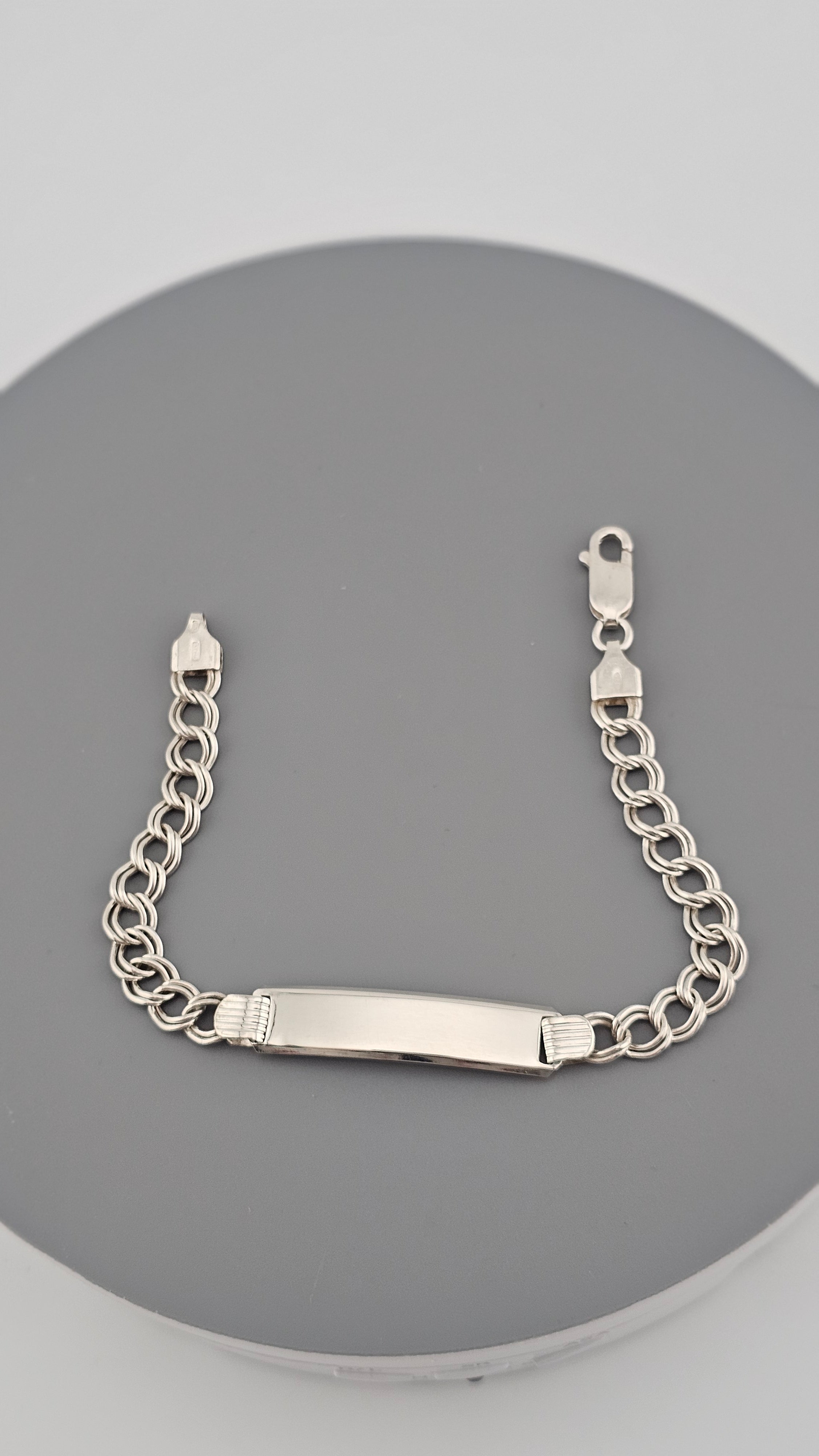 Pre-Owned 925 Sterling Silver Double-Link ID Bracelet 18cm ,9.44 grams