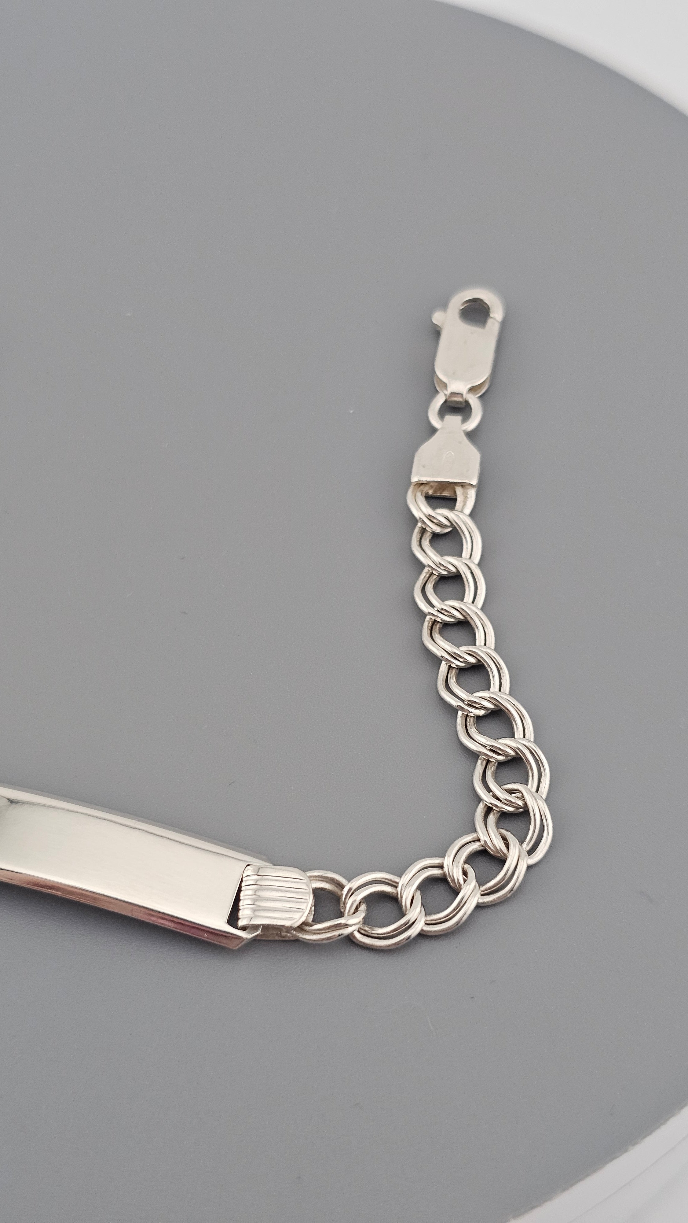 Pre-Owned 925 Sterling Silver Double-Link ID Bracelet 18cm ,9.44 grams
