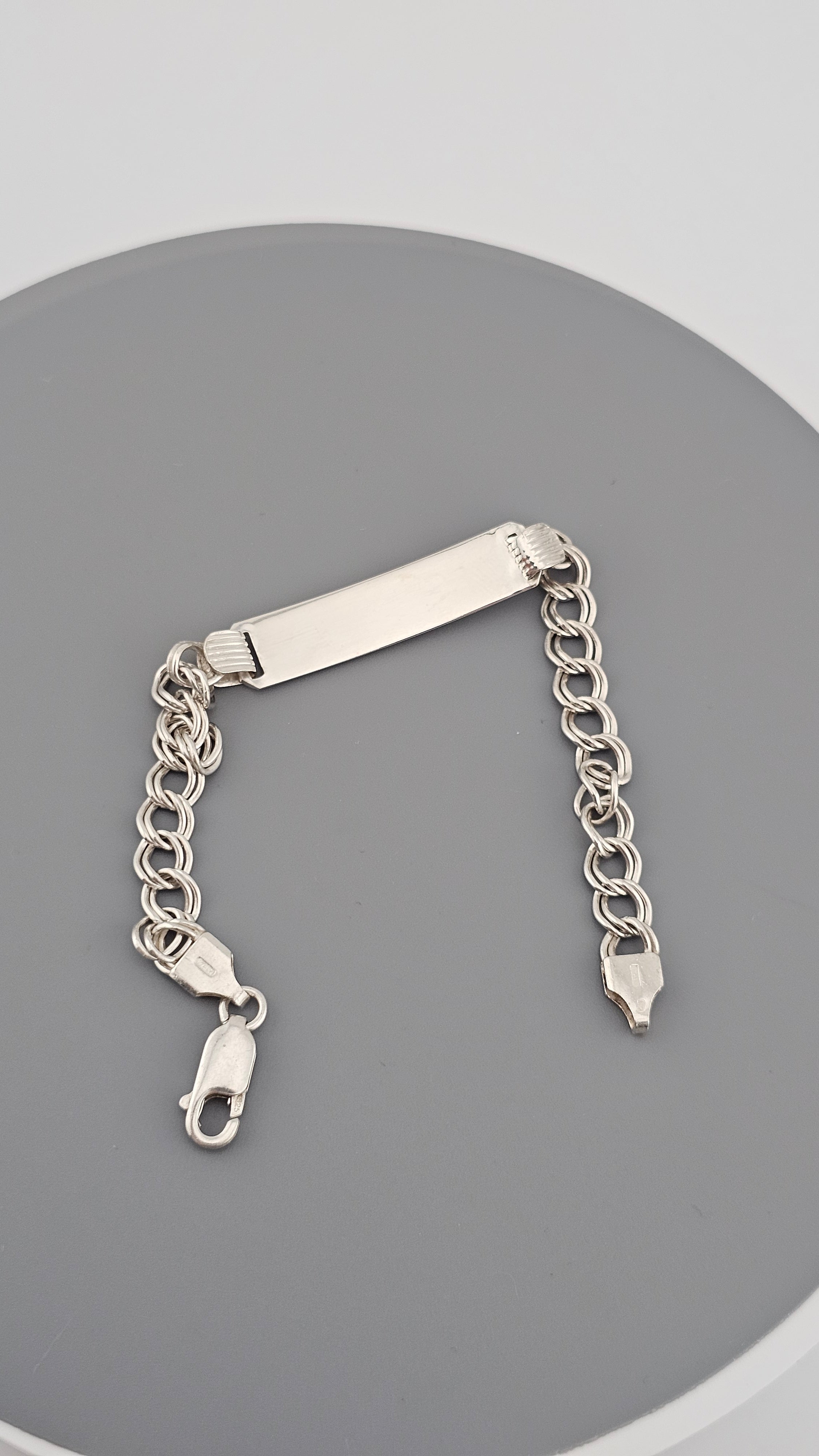 Pre-Owned 925 Sterling Silver Double-Link ID Bracelet 18cm ,9.44 grams