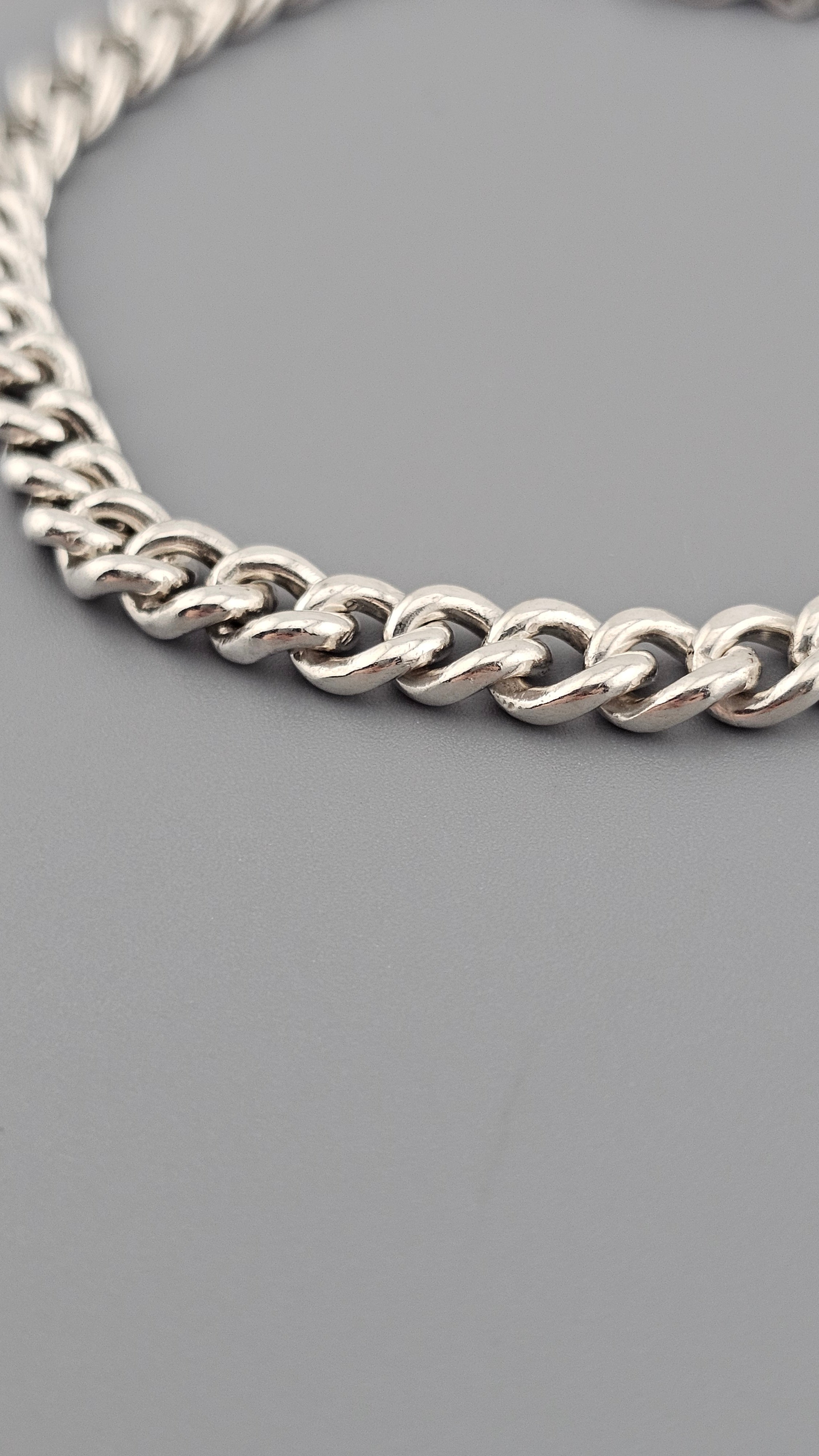 Vintage 925 Sterling Silver Curb Link Bracelet | 20cm | Etched Box Clasp