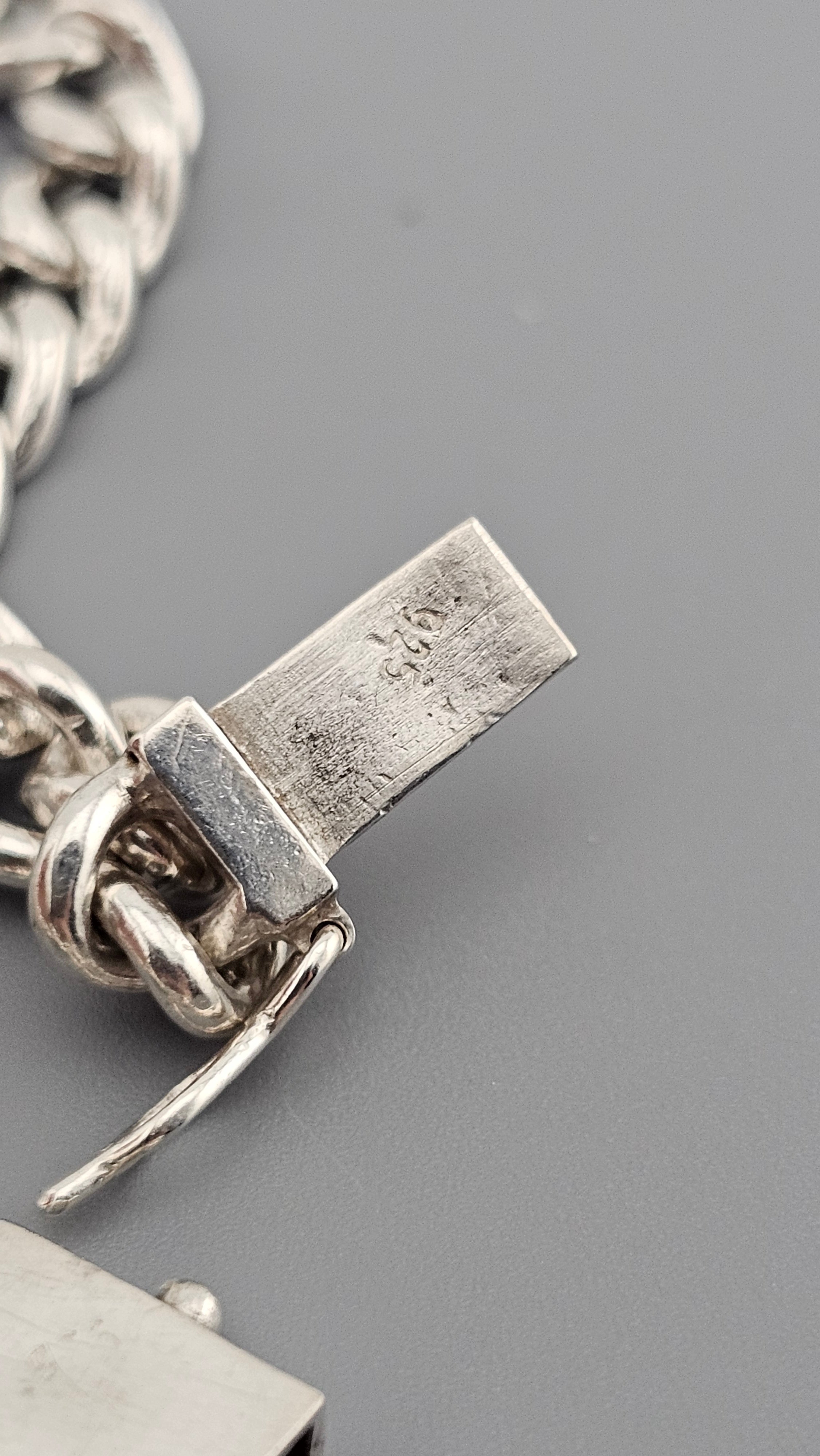 Vintage 925 Sterling Silver Curb Link Bracelet | 20cm | Etched Box Clasp