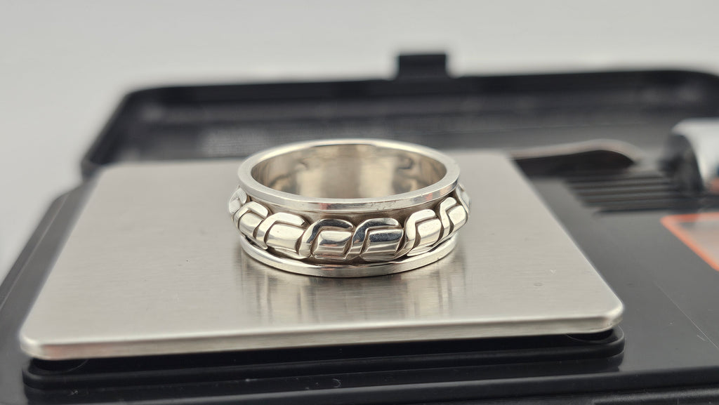 925 Sterling Silver Spinner Ring | Size UK X 1/2 (US 12) | 9.21g | 8.28mm Wide