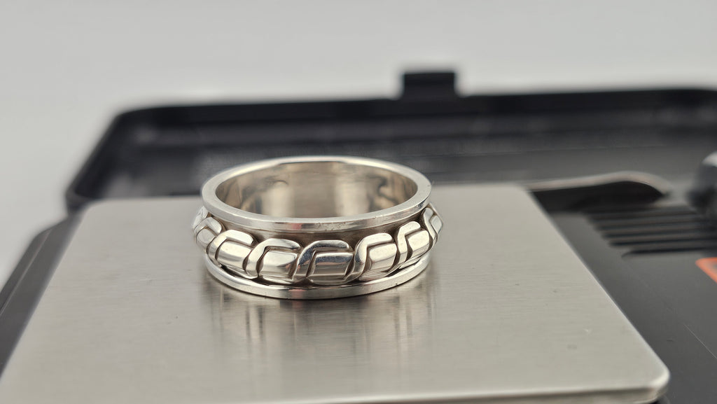 925 Sterling Silver Spinner Ring | Size UK X 1/2 (US 12) | 9.21g | 8.28mm Wide
