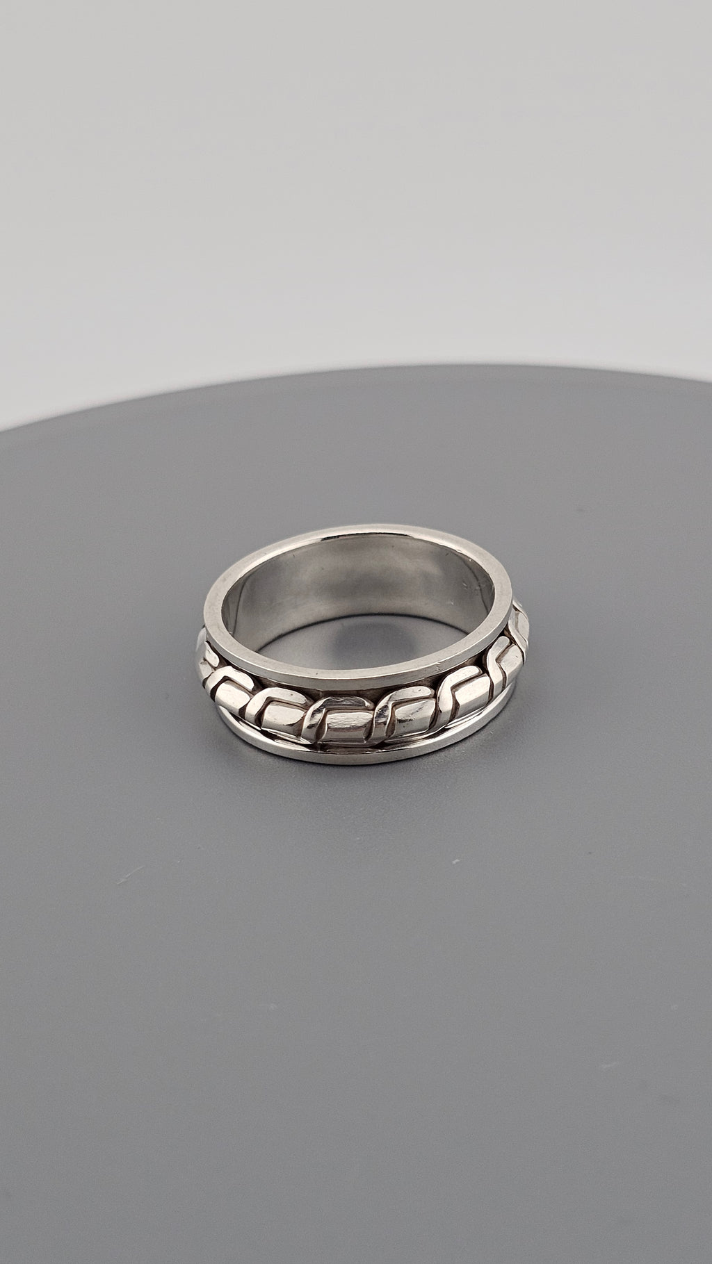 925 Sterling Silver Spinner Ring | Size UK X 1/2 (US 12) | 9.21g | 8.28mm Wide