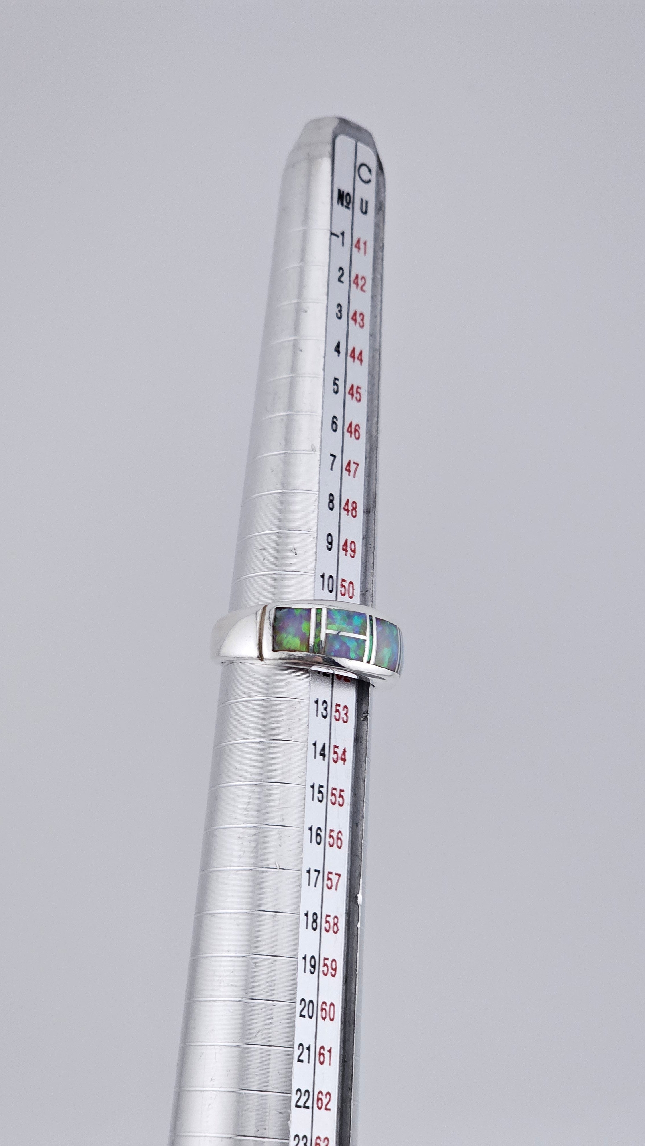 Vibrant 925 Sterling Silver Opal Inlay Band Ring