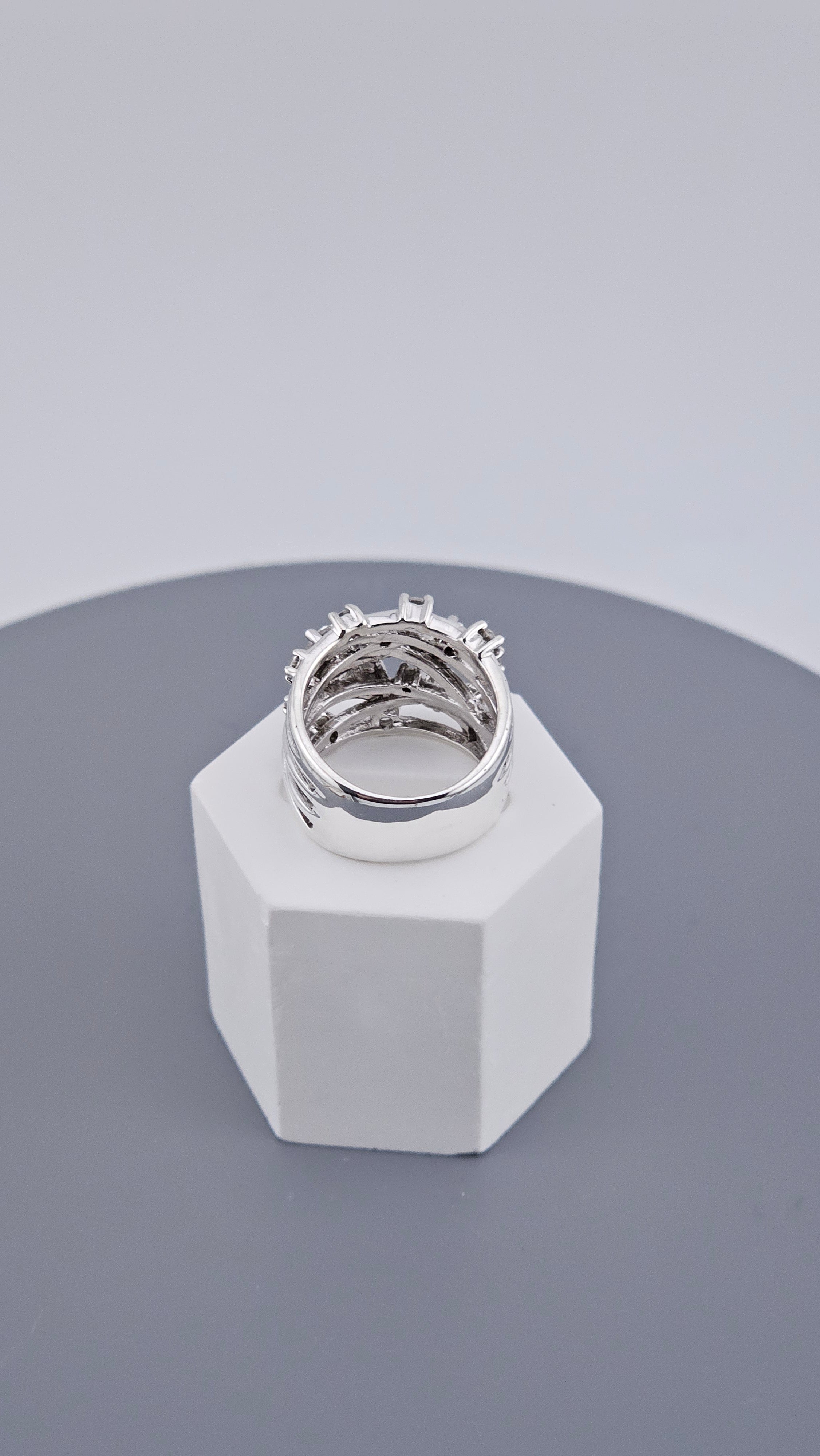 Vintage QVC Diamonique Abstract Statement Ring in 925 Silver