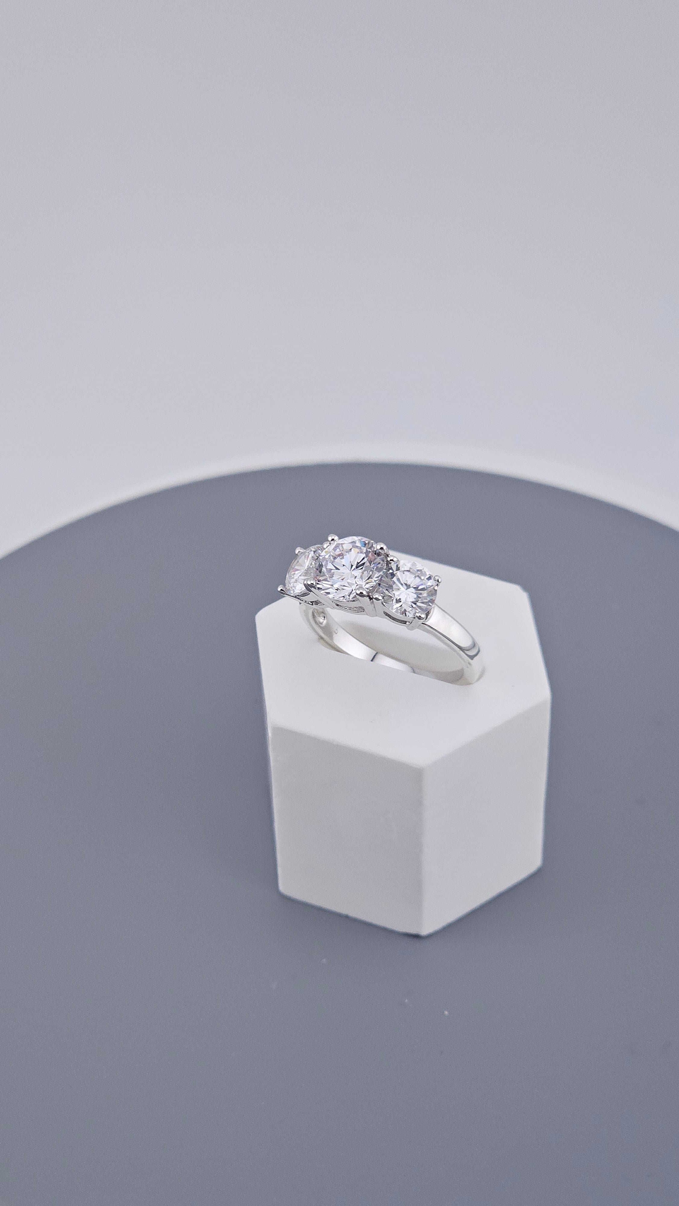 Cubic Zirconia Trilogy Ring in 925 Sterling Silver