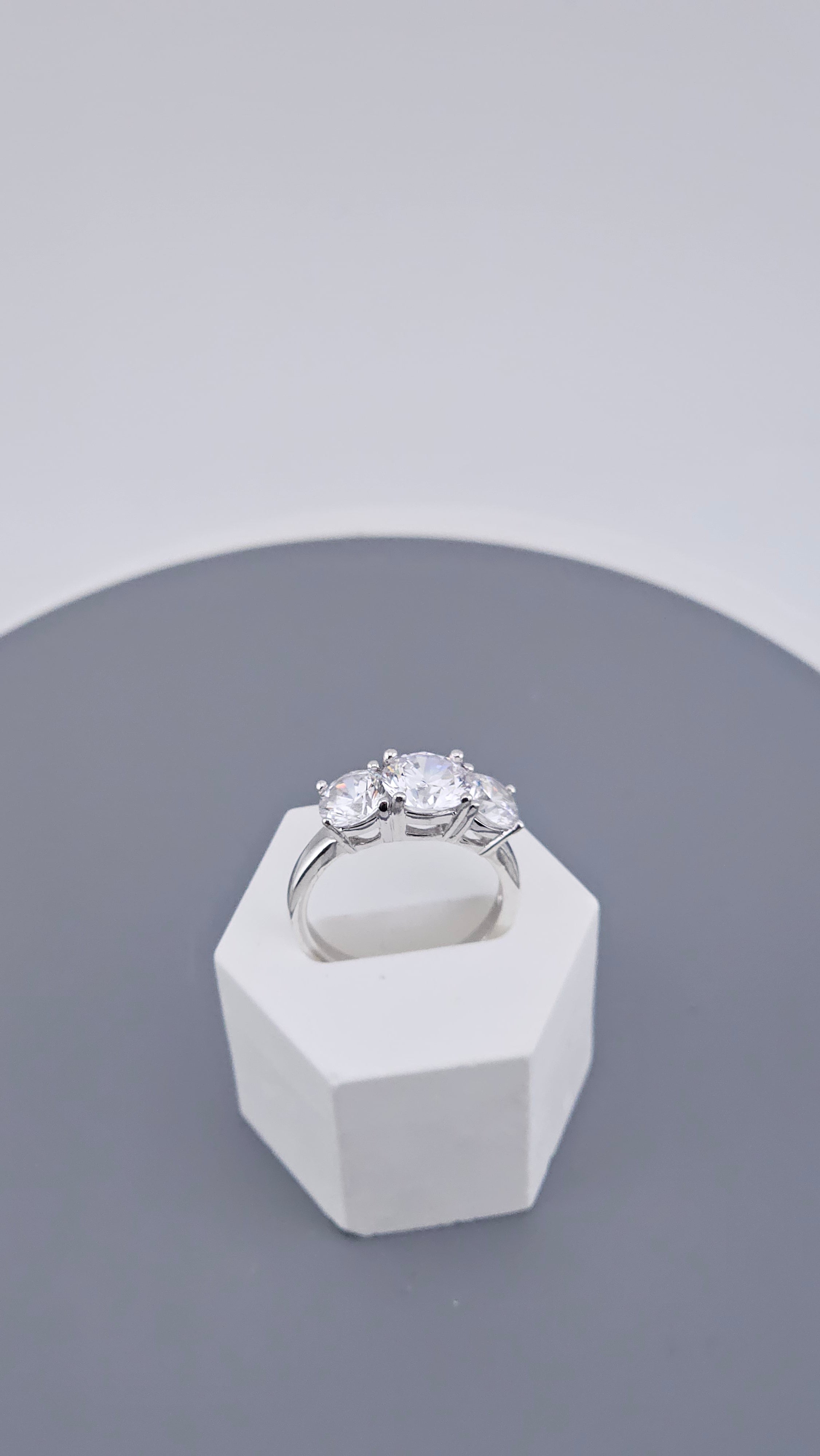 Cubic Zirconia Trilogy Ring in 925 Sterling Silver