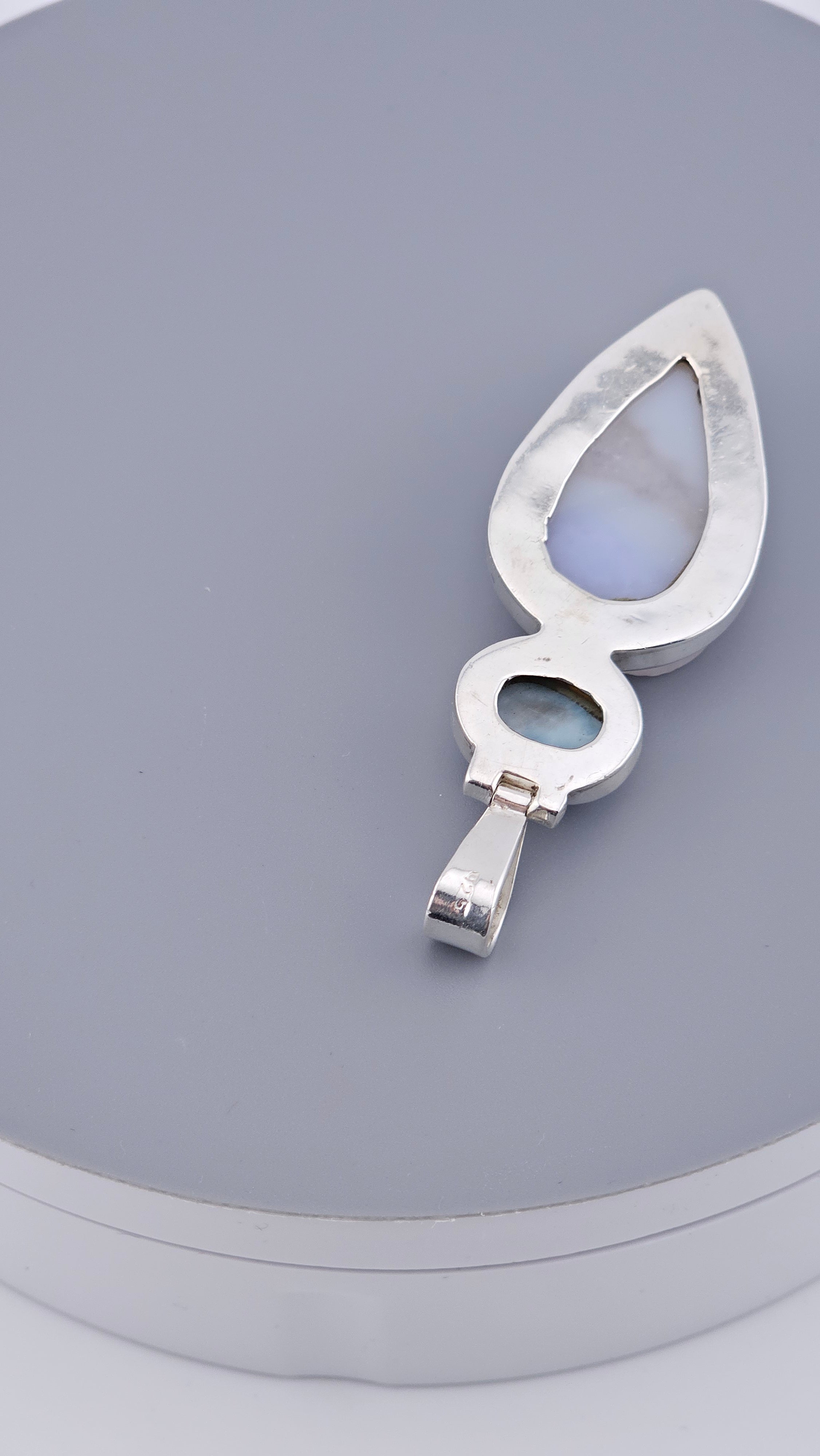 Larimar & Sparkling Druzy Quartz Sterling Silver Statement Pendant