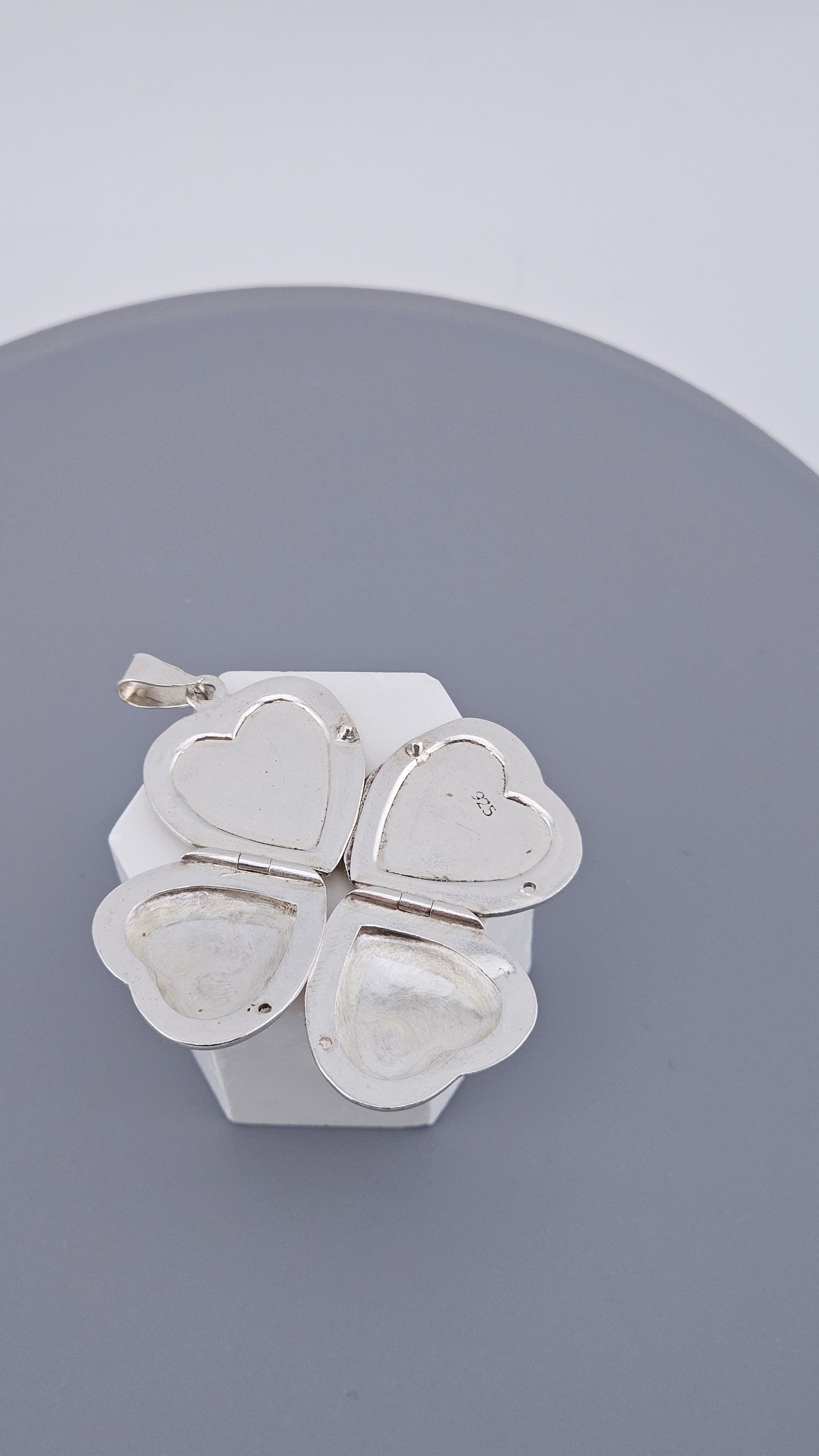 Vintage 925 Sterling Silver Four-Window Heart Locket