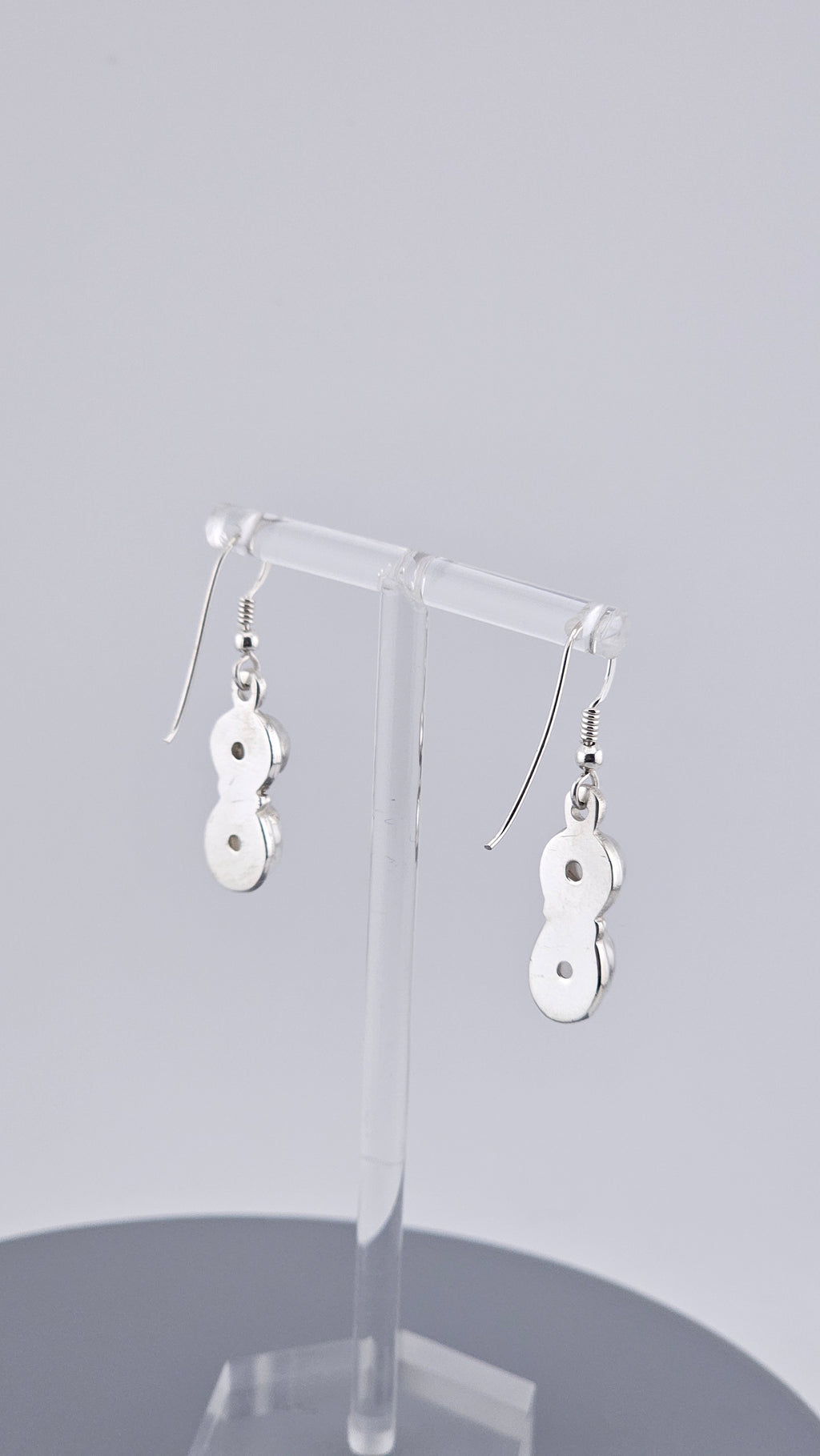 925 Sterling Silver Double Oval Grey Moonstone Cabochon Drop Earrings