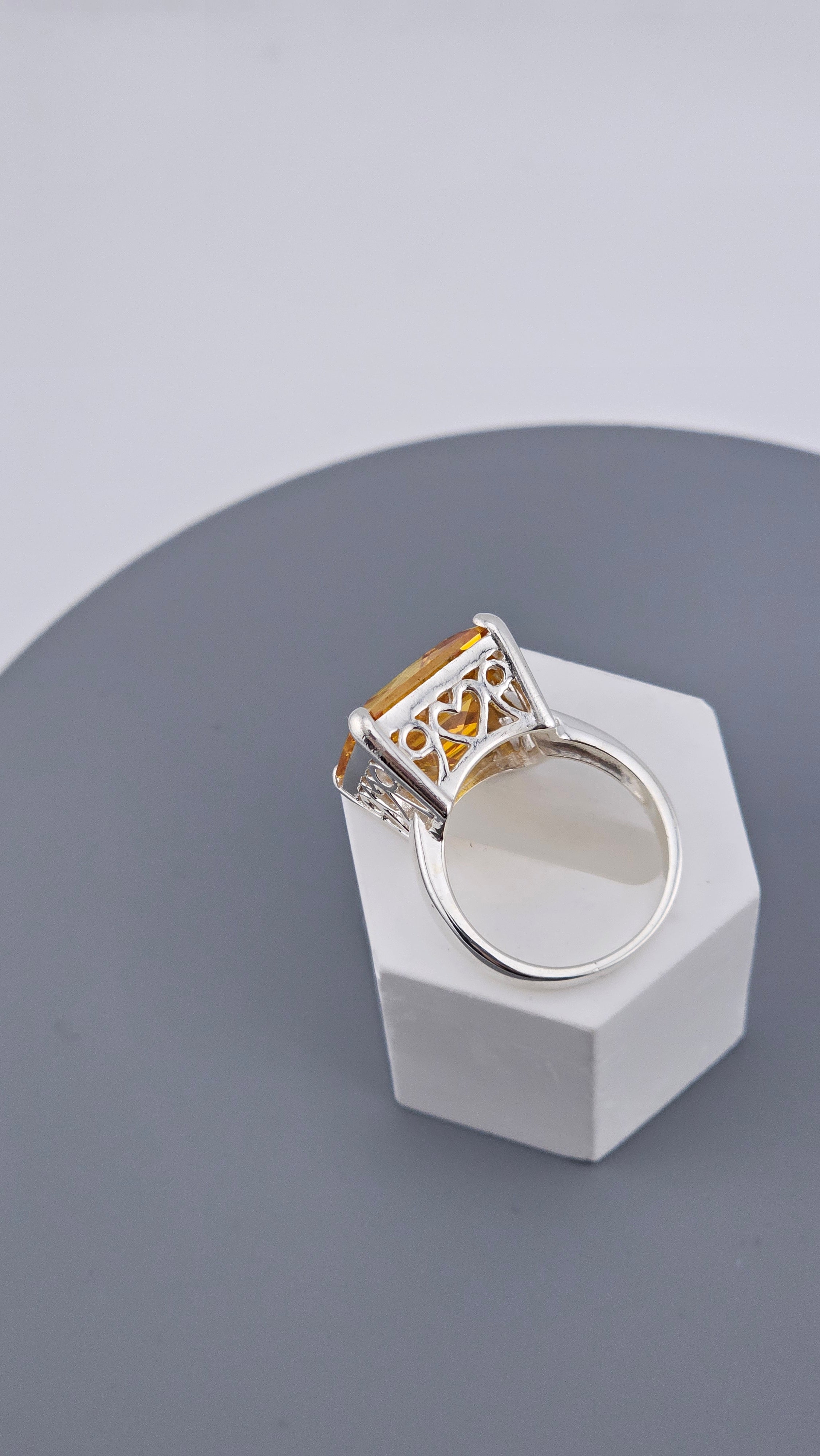 Bold Square-Cut Solitaire 925 Sterling Silver Statement Ring