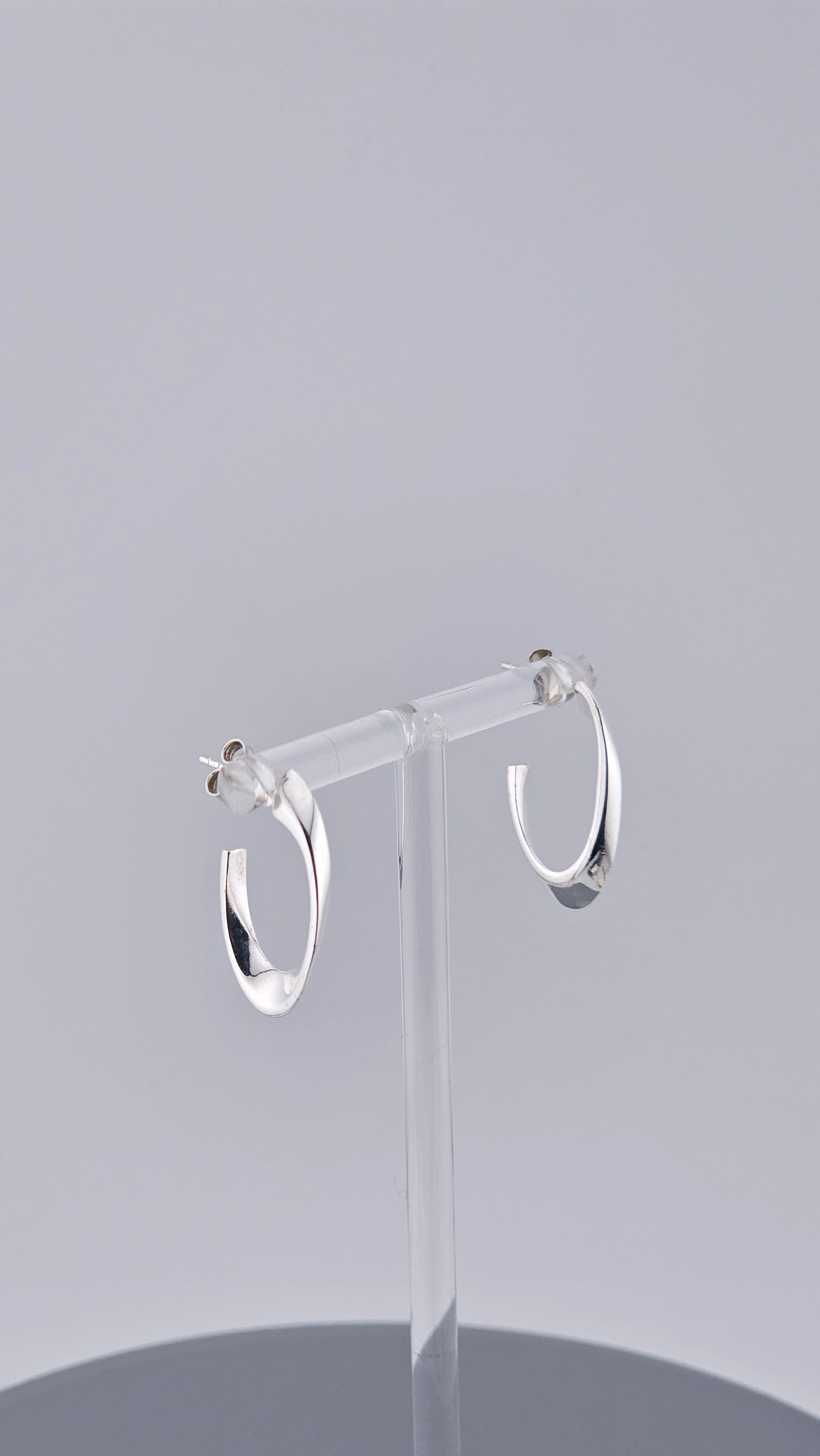 Modern 925 Sterling Silver Sculptural Twisted Half Hoop Earrings