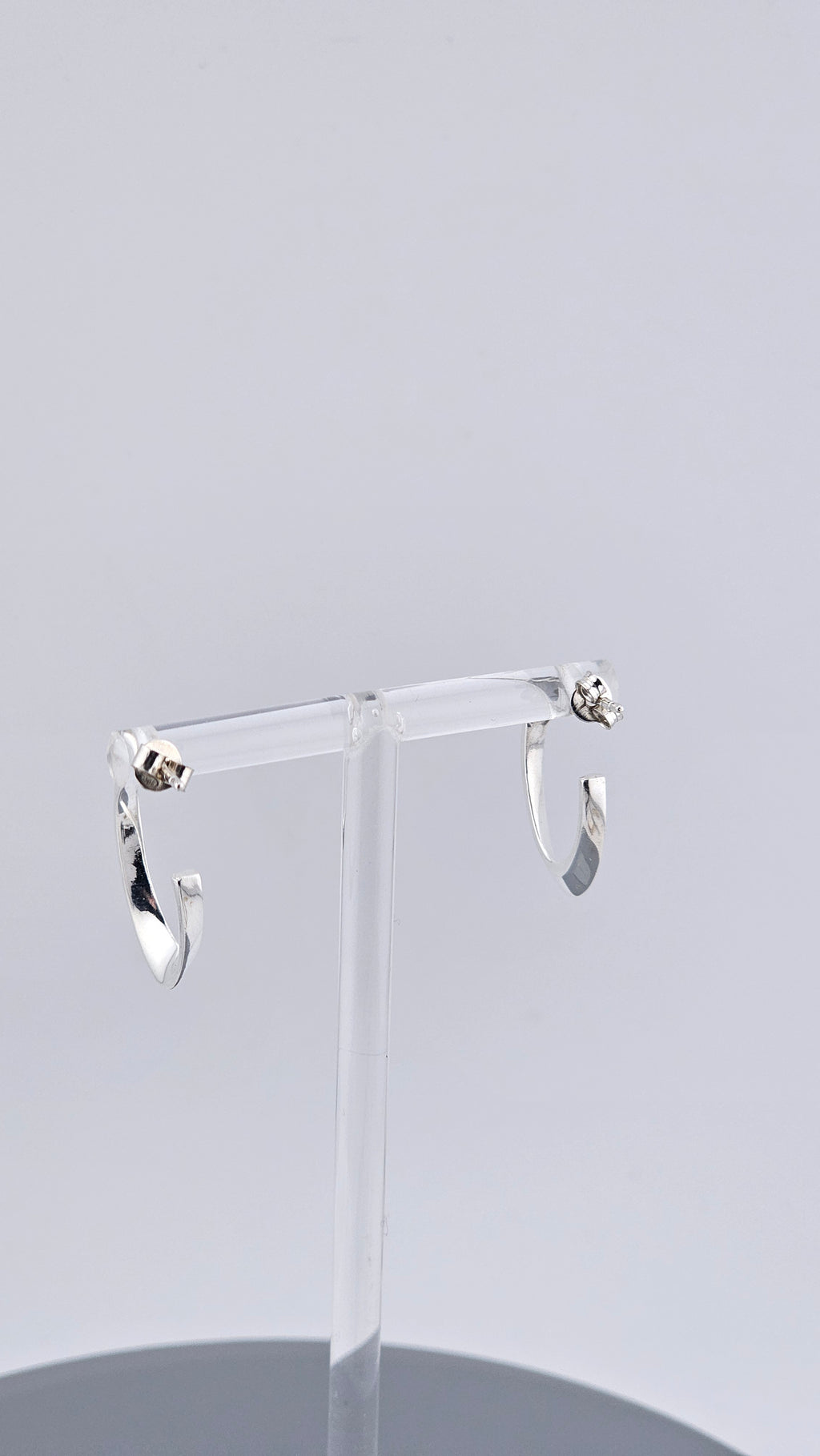 Modern 925 Sterling Silver Sculptural Twisted Half Hoop Earrings
