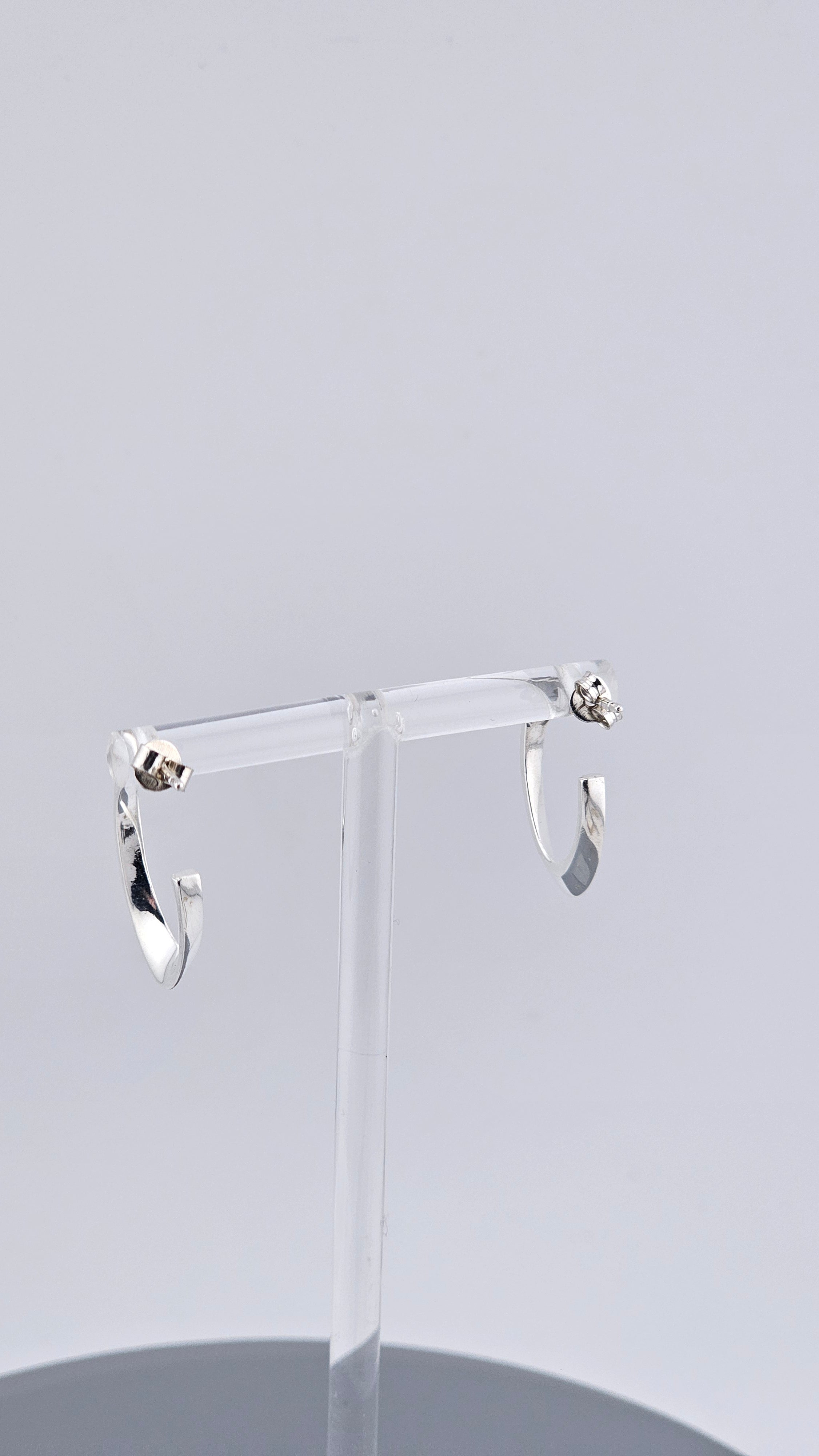 Modern 925 Sterling Silver Sculptural Twisted Half Hoop Earrings
