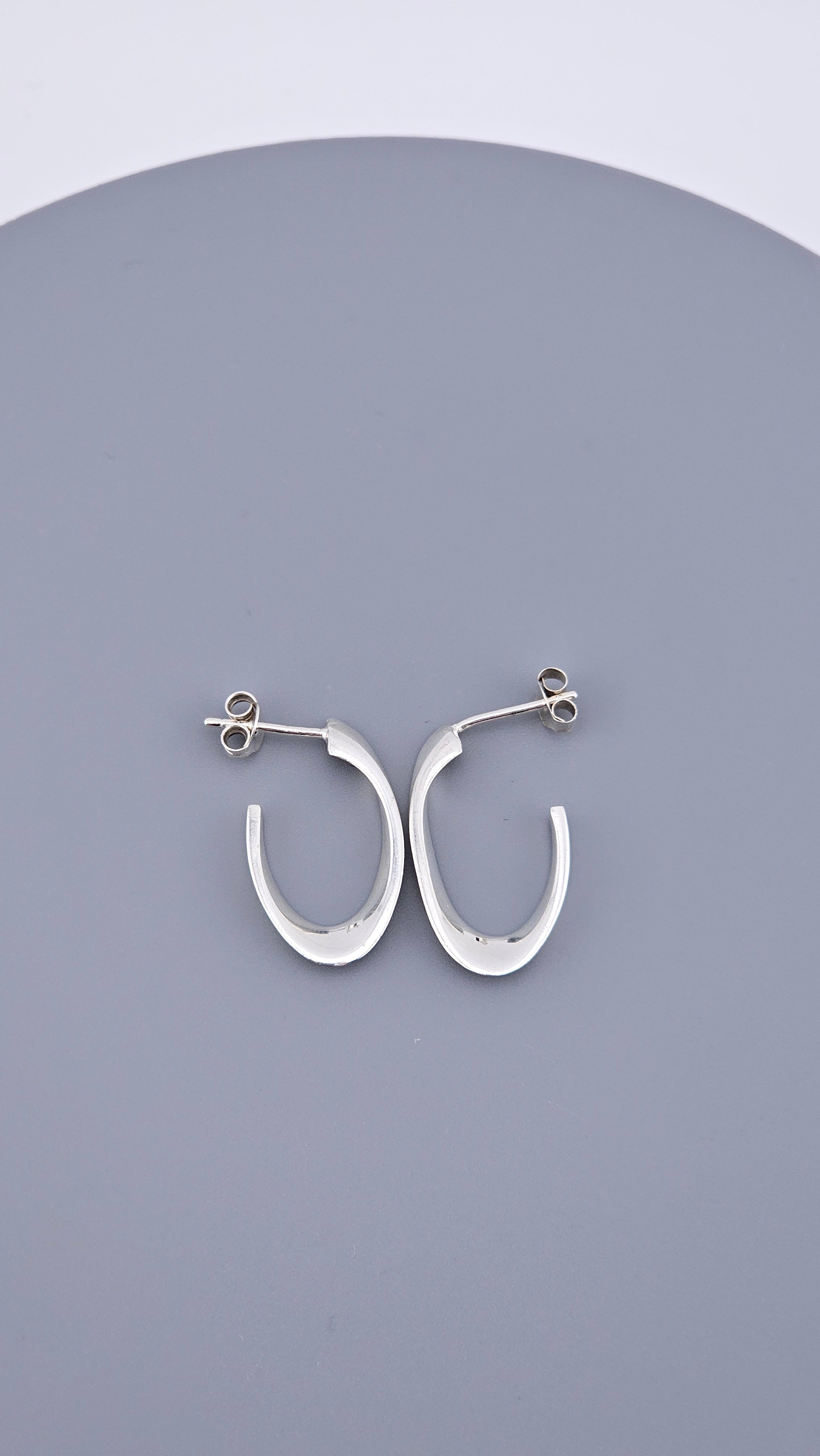 Modern 925 Sterling Silver Sculptural Twisted Half Hoop Earrings