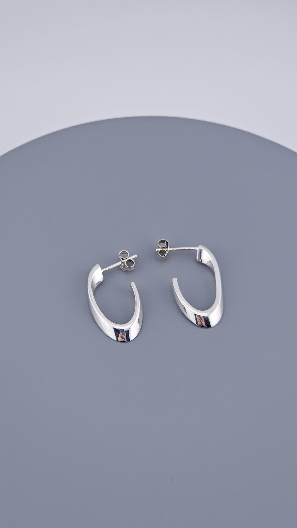 Modern 925 Sterling Silver Sculptural Twisted Half Hoop Earrings