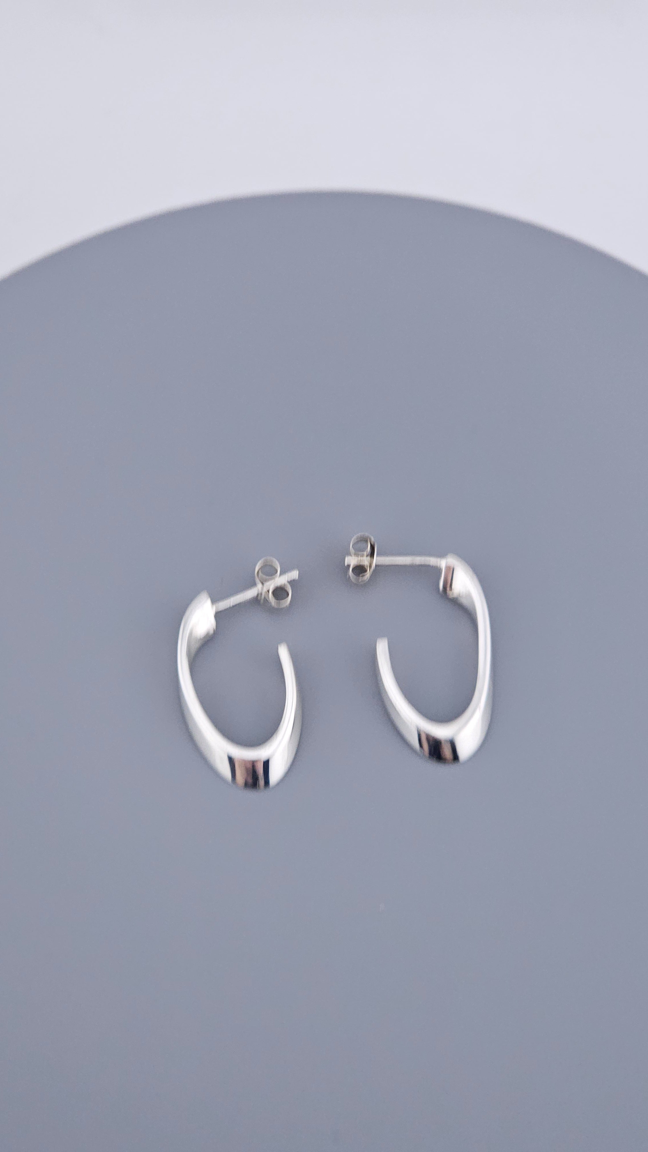 Modern 925 Sterling Silver Sculptural Twisted Half Hoop Earrings