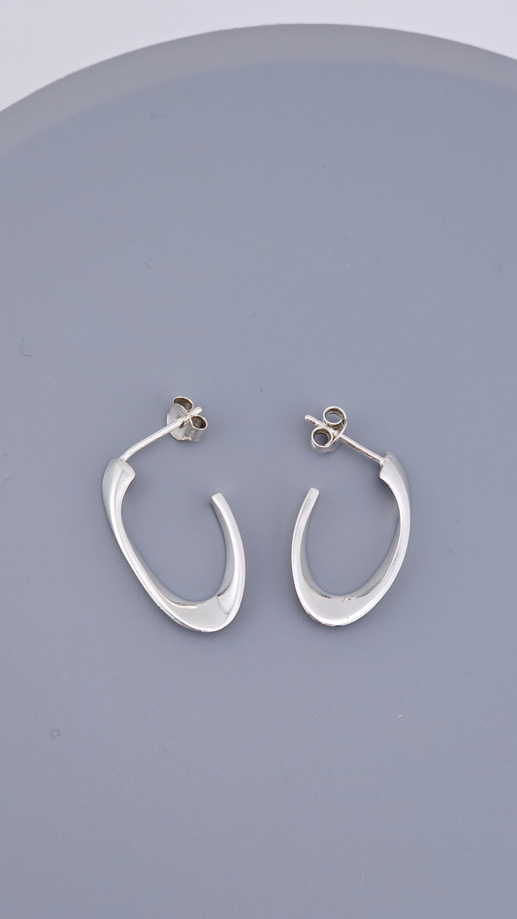Modern 925 Sterling Silver Sculptural Twisted Half Hoop Earrings