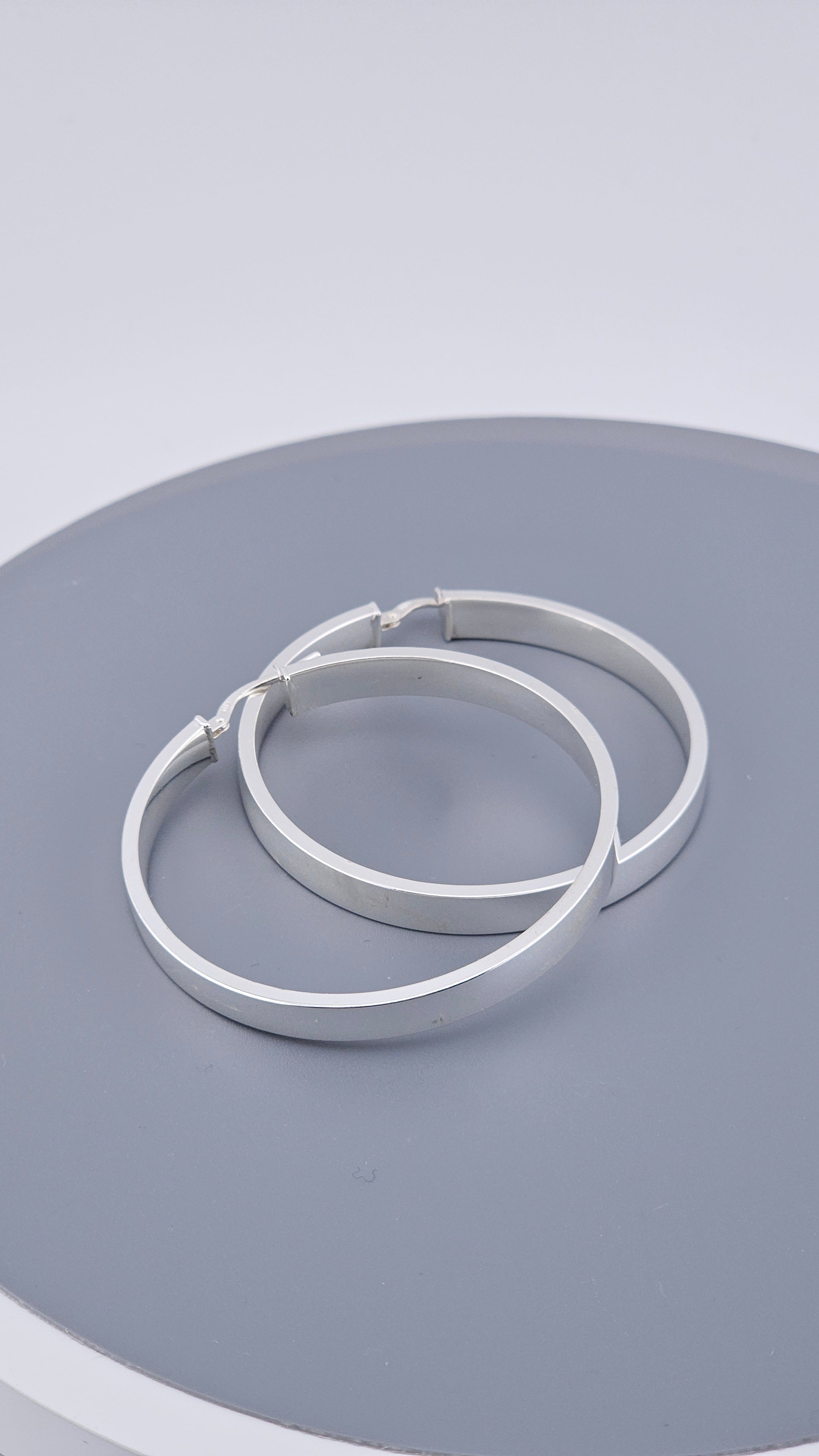 Large 925 Sterling Silver Tube Hoop Earrings 47mm Bold Polished 7.4g