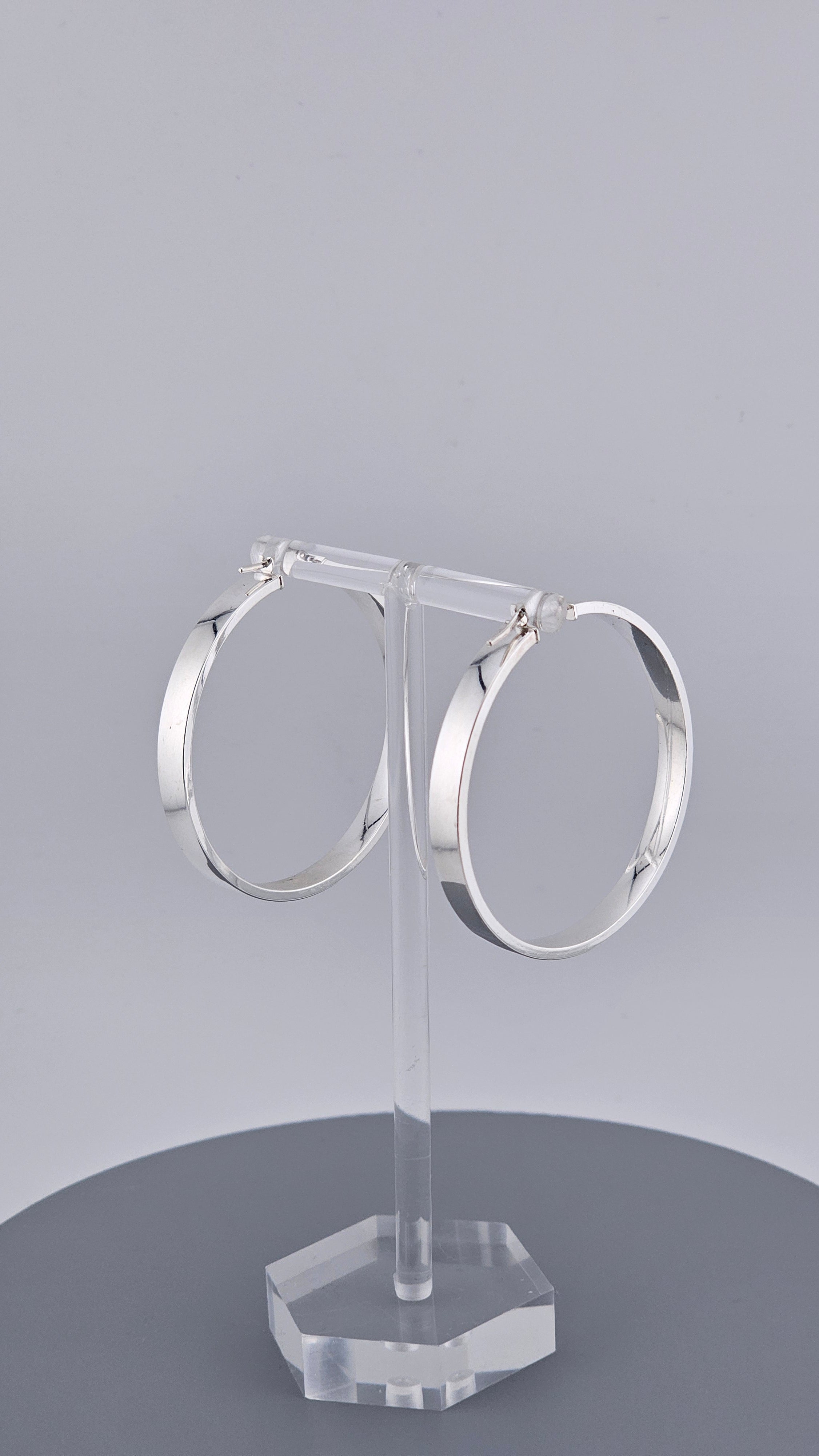 Large 925 Sterling Silver Tube Hoop Earrings 47mm Bold Polished 7.4g