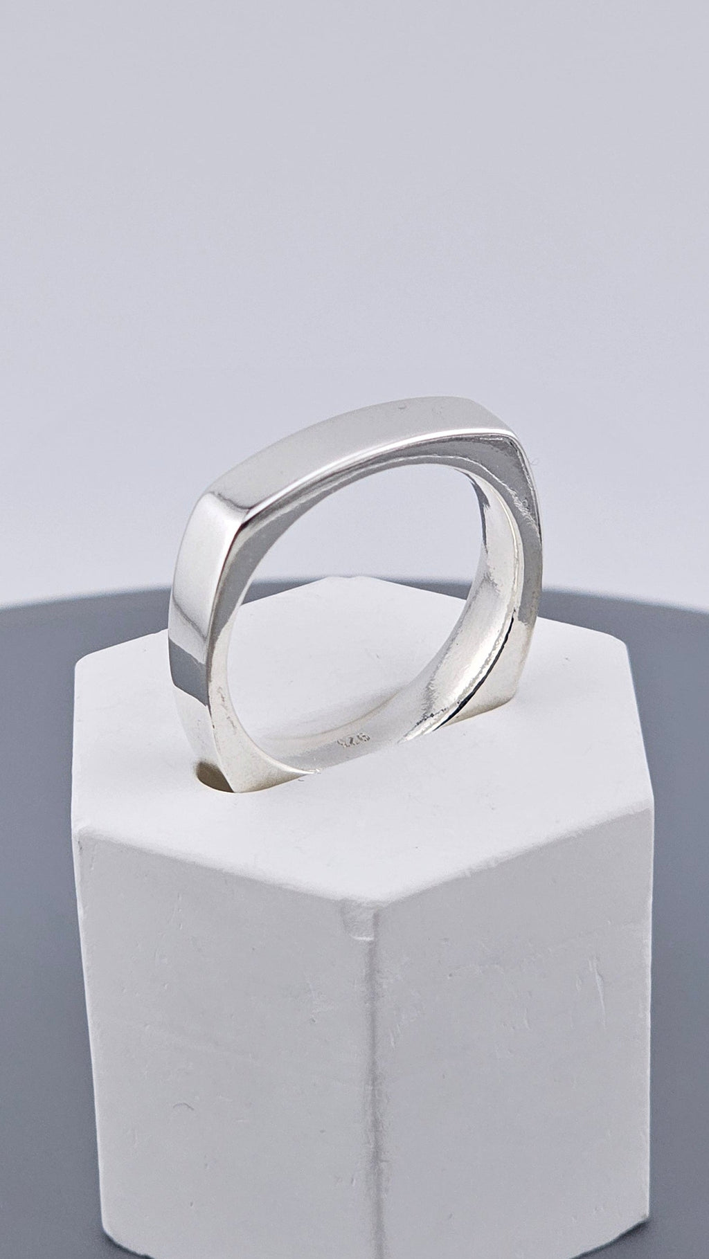 Bold Squared Edged 925 Sterling Silver Band Ring