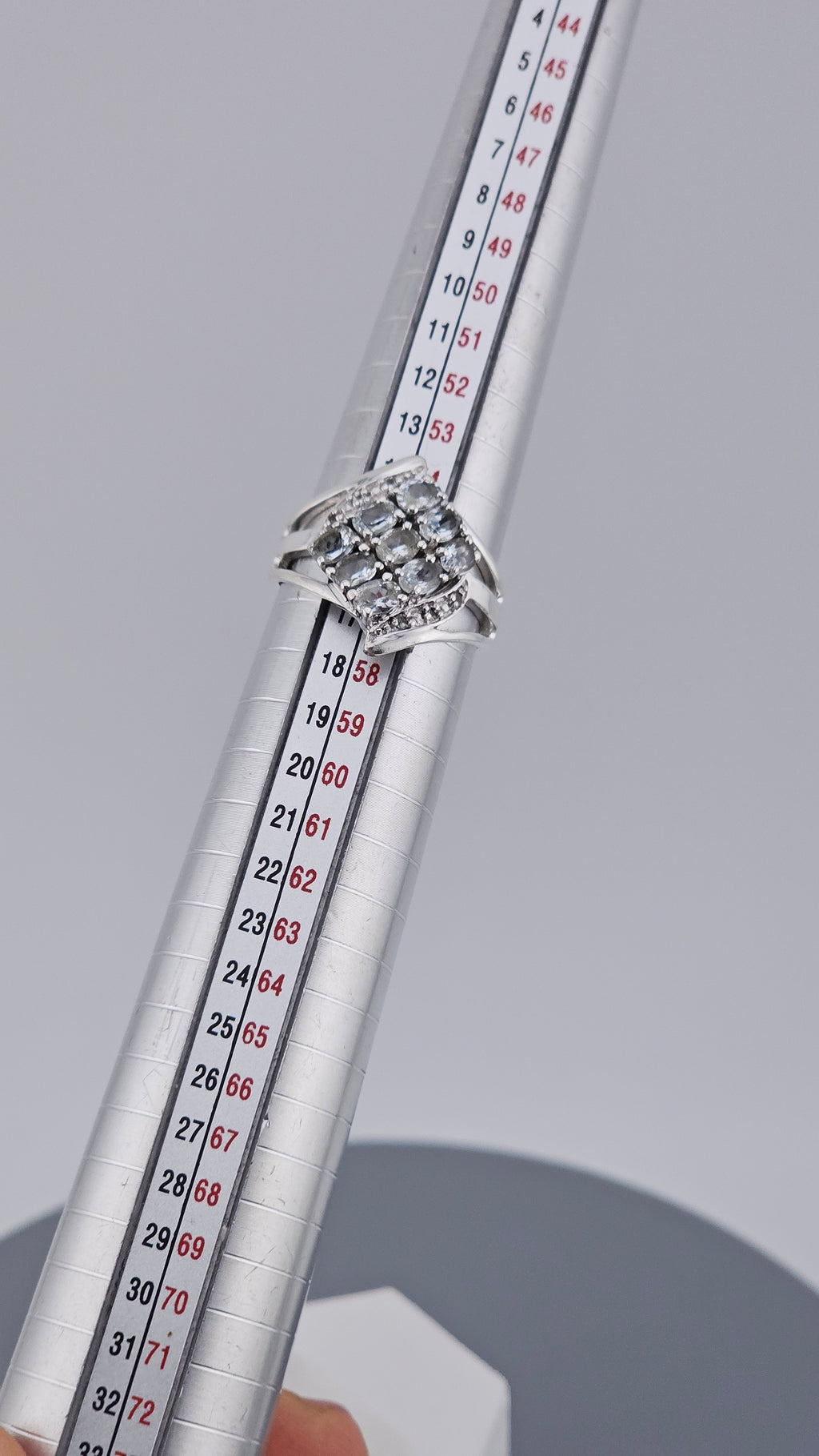 Stunning 925 Sterling Silver Aquamarine Cluster Ring – Size P (US 7.5) – TGGC Stamped