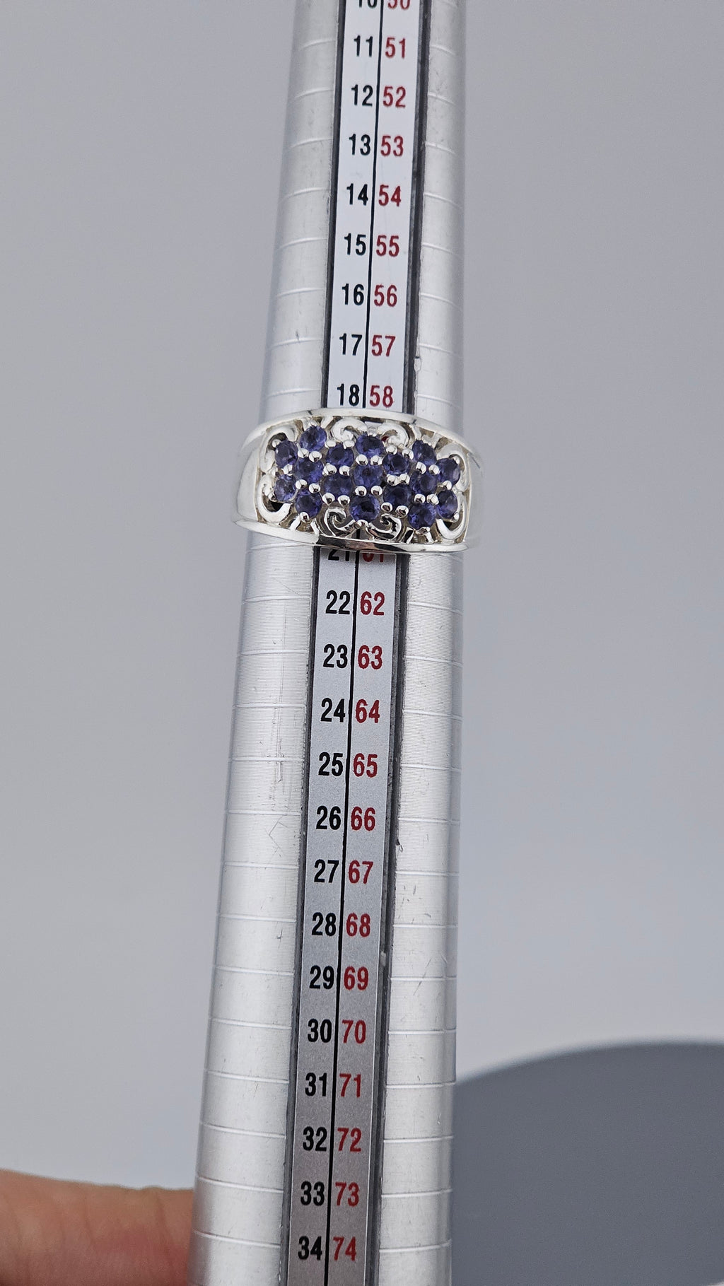 Vintage 925 Sterling Silver Tanzanite Ring - Size R 1/2  - 5.86g Bold Band