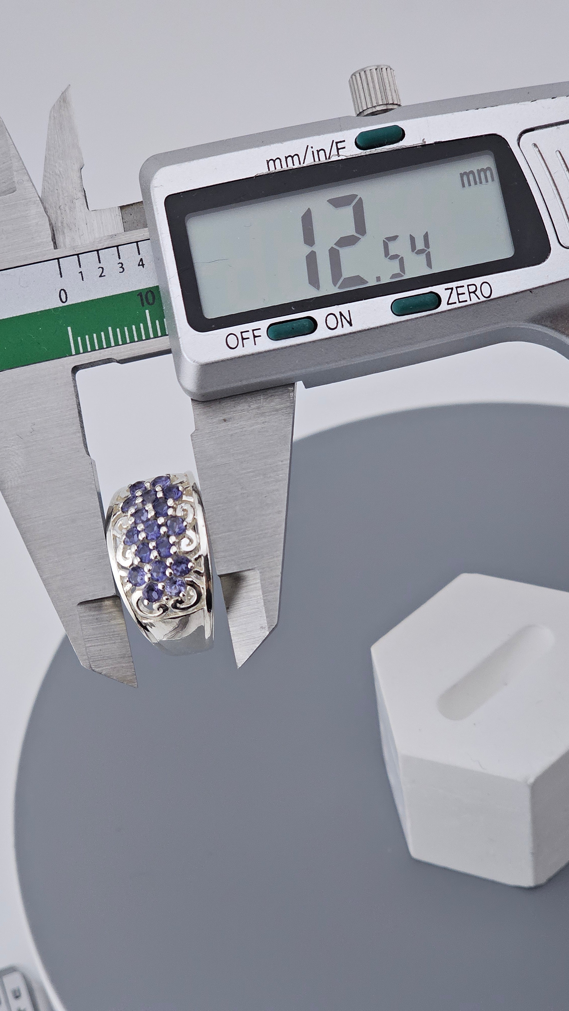 Vintage 925 Sterling Silver Tanzanite Ring - Size R 1/2  - 5.86g Bold Band