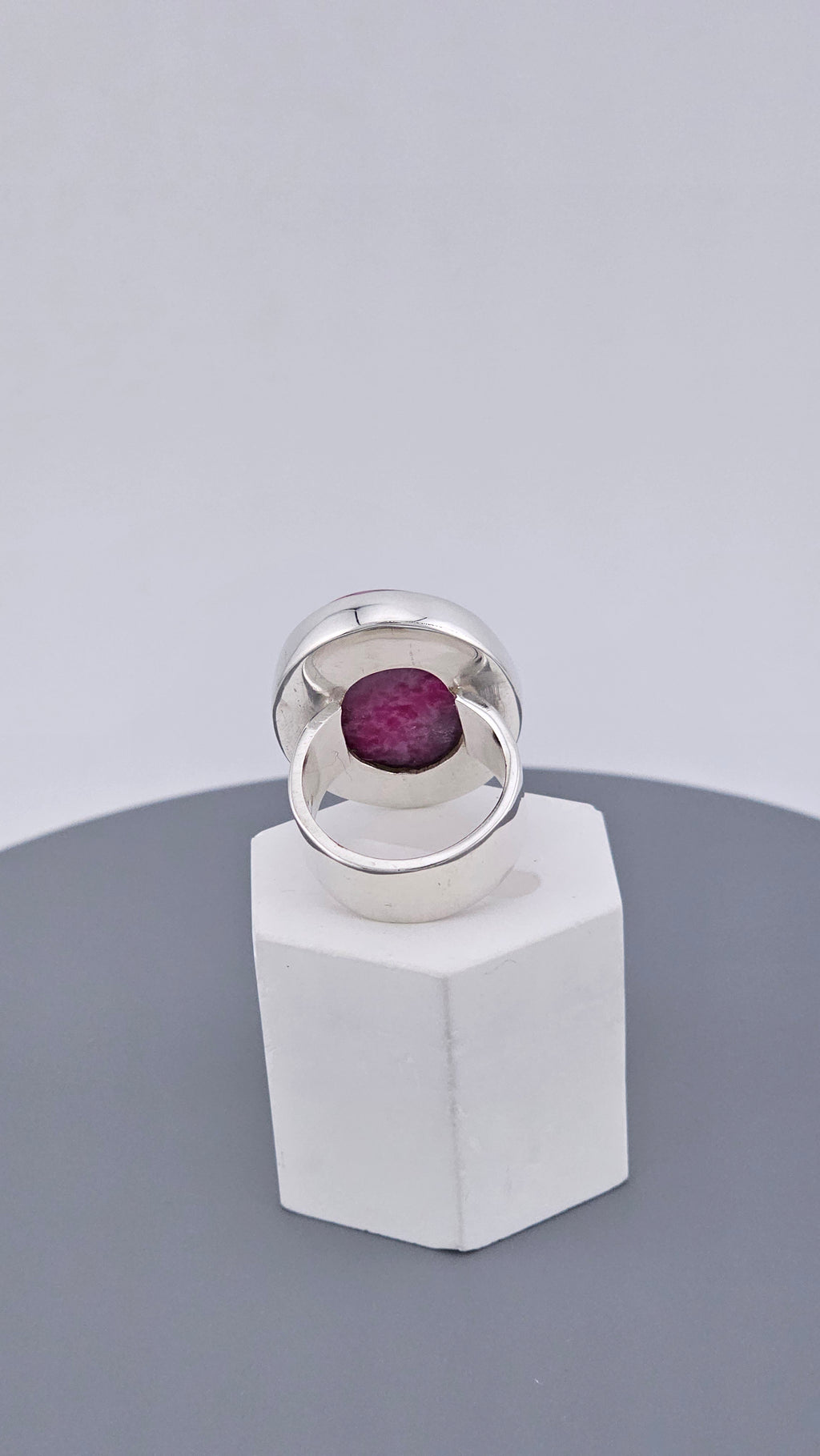 Large Magenta Pink Agate Druzy Statement Ring in 925 Sterling Silver
