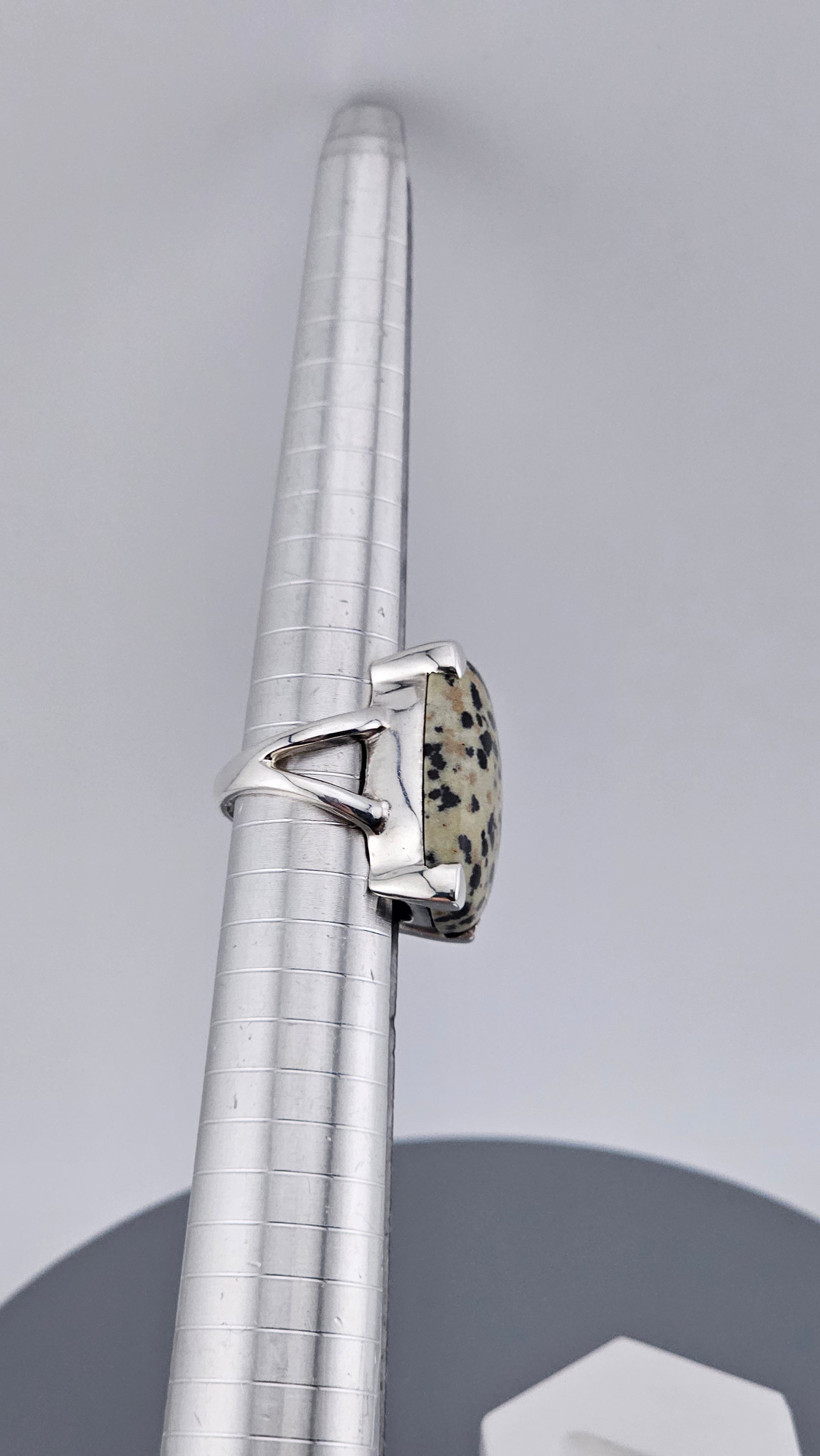 Vintage Statement: Dalmatian Jasper & 925 Sterling Silver Cocktail Ring
