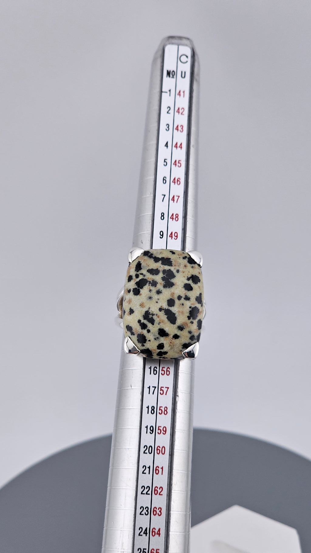 Vintage Statement: Dalmatian Jasper & 925 Sterling Silver Cocktail Ring